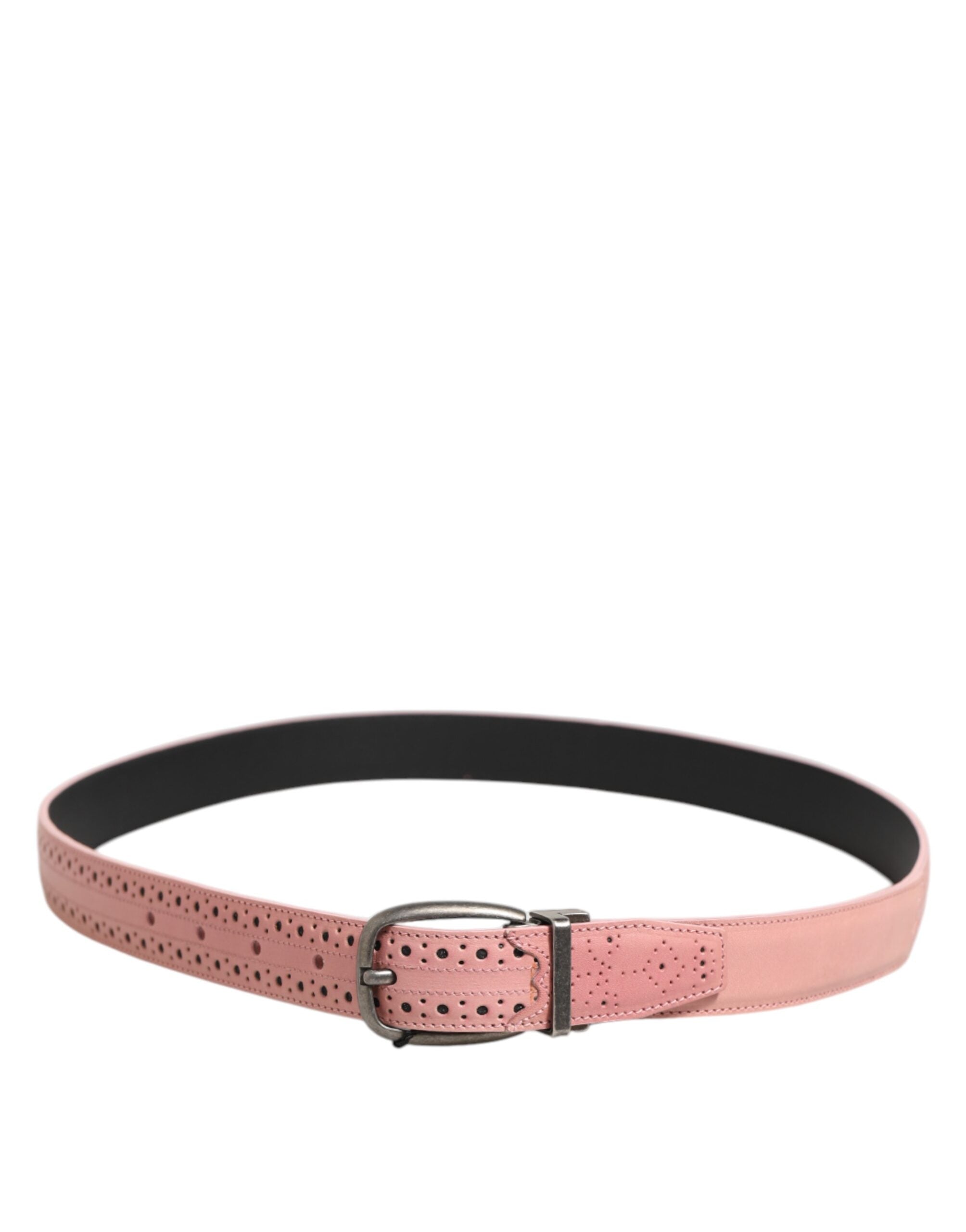 Dolce &amp; Gabbana Pink Læderbælte med Perforeret Detalje og Spænde