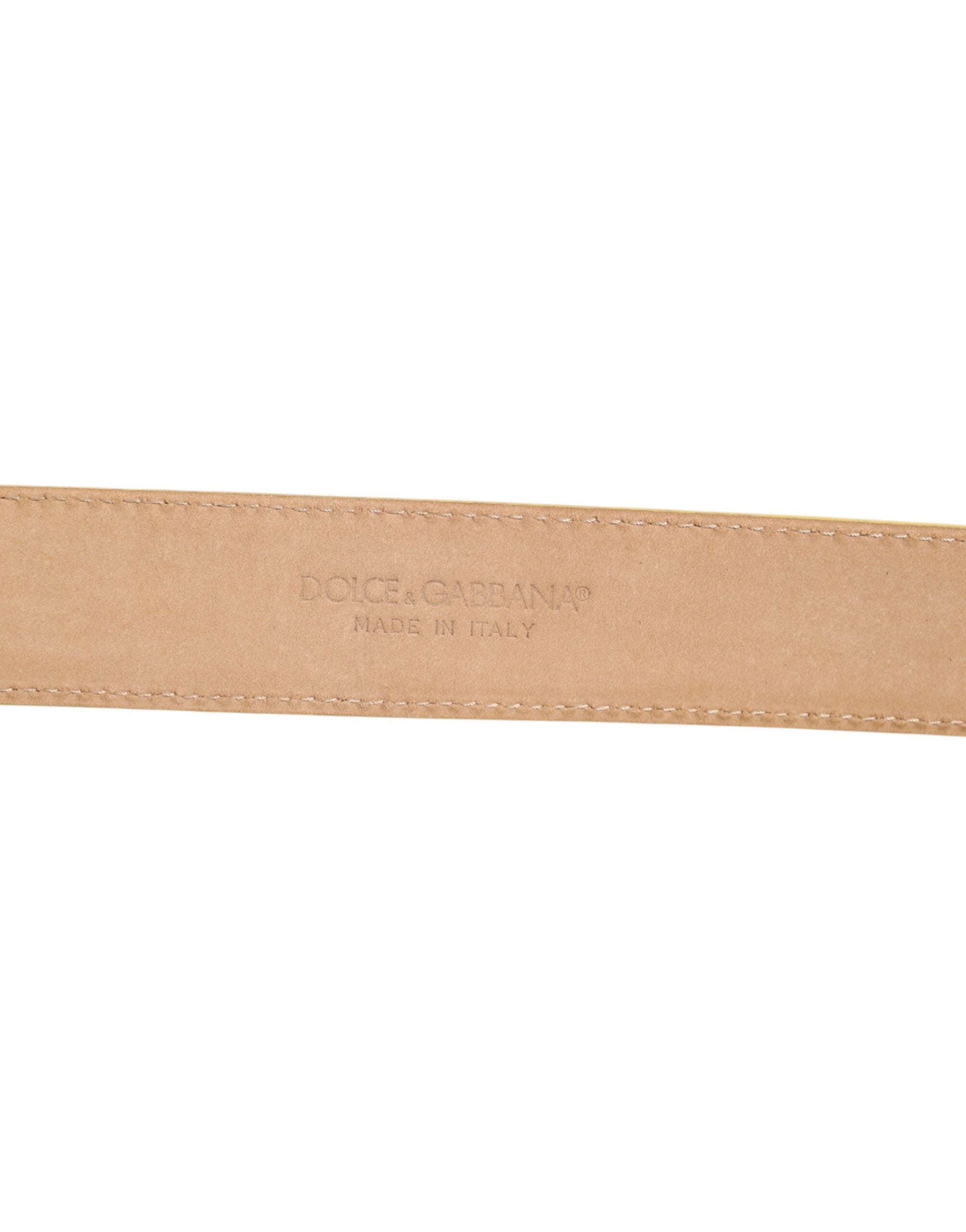 Dolce & Gabbana Light Yellow DEVOTION Heart DG Buckle Belt