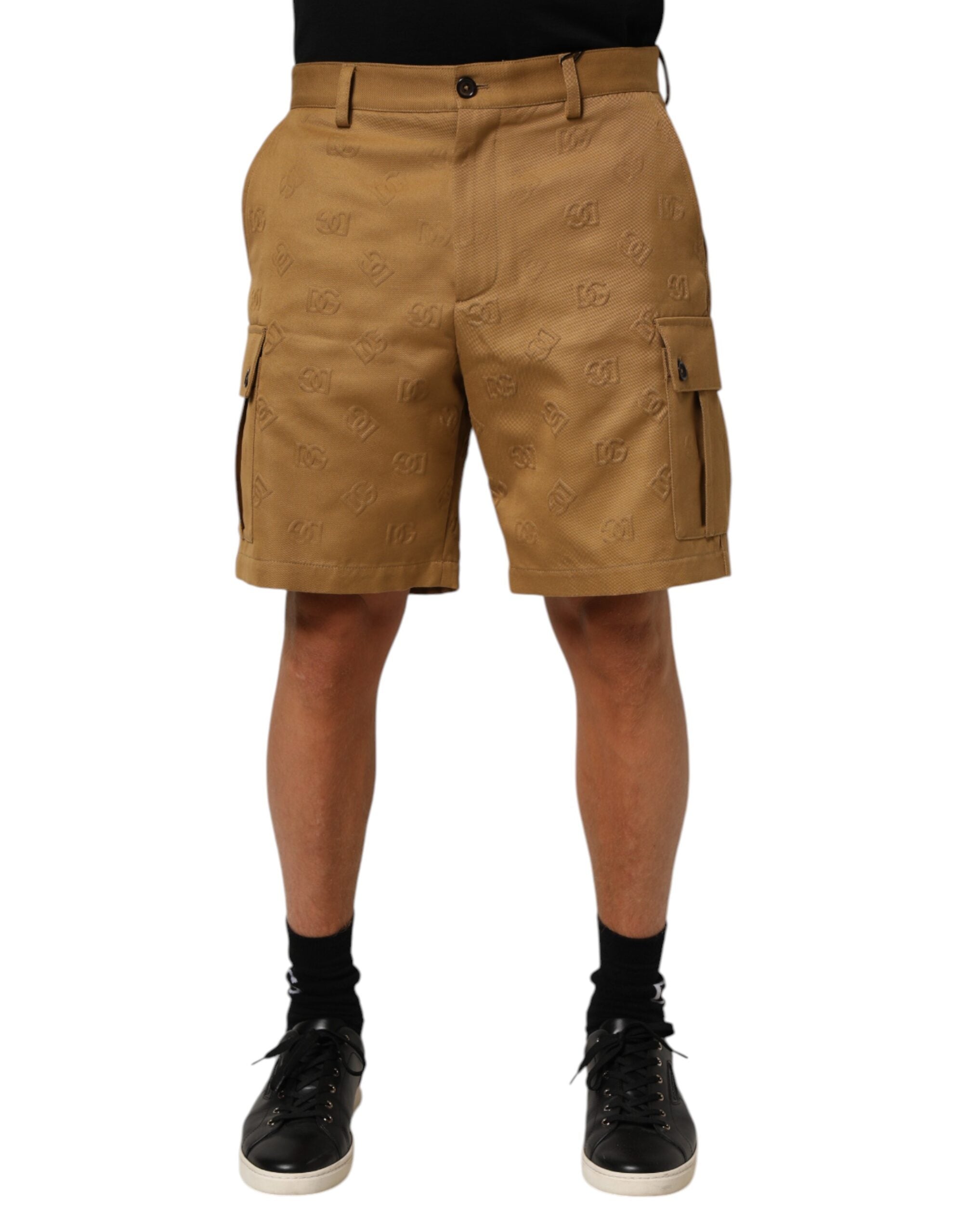 Dolce &amp; Gabbana Brune Bomuldsstrækbare Cargo Bermudashorts med Logo