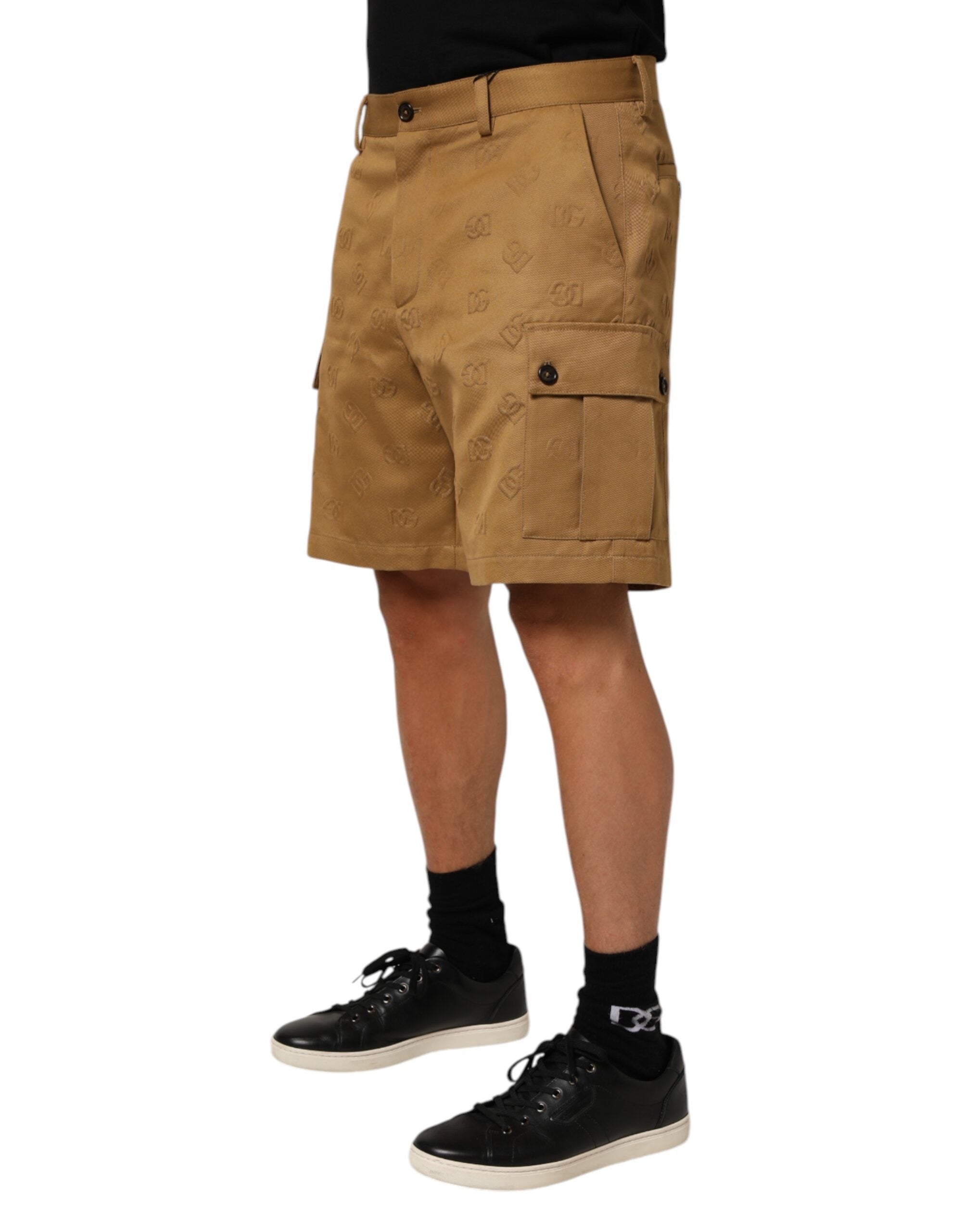 Dolce &amp; Gabbana Brune Bomuldsstrækbare Cargo Bermudashorts med Logo