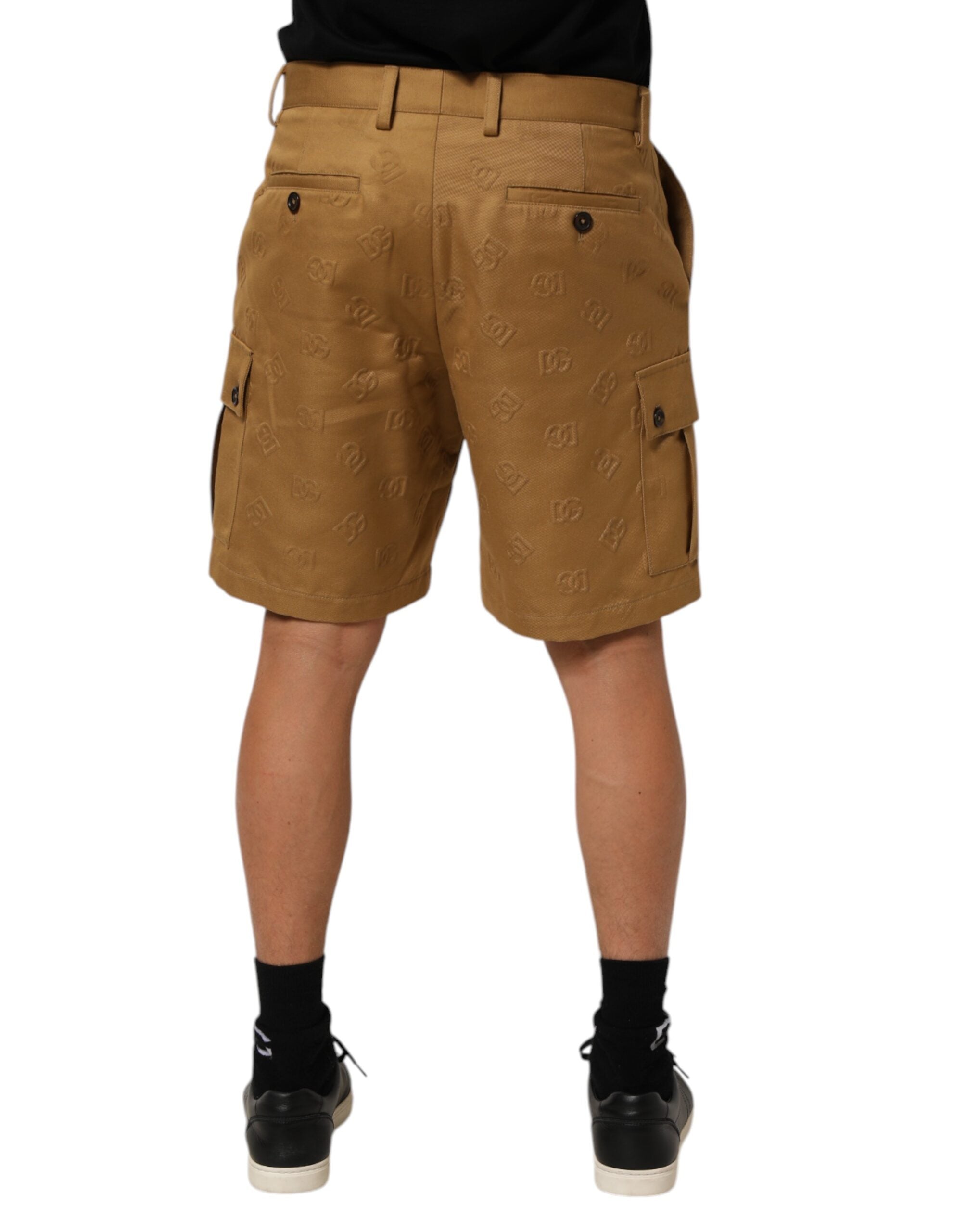 Dolce &amp; Gabbana Brune Bomuldsstrækbare Cargo Bermudashorts med Logo