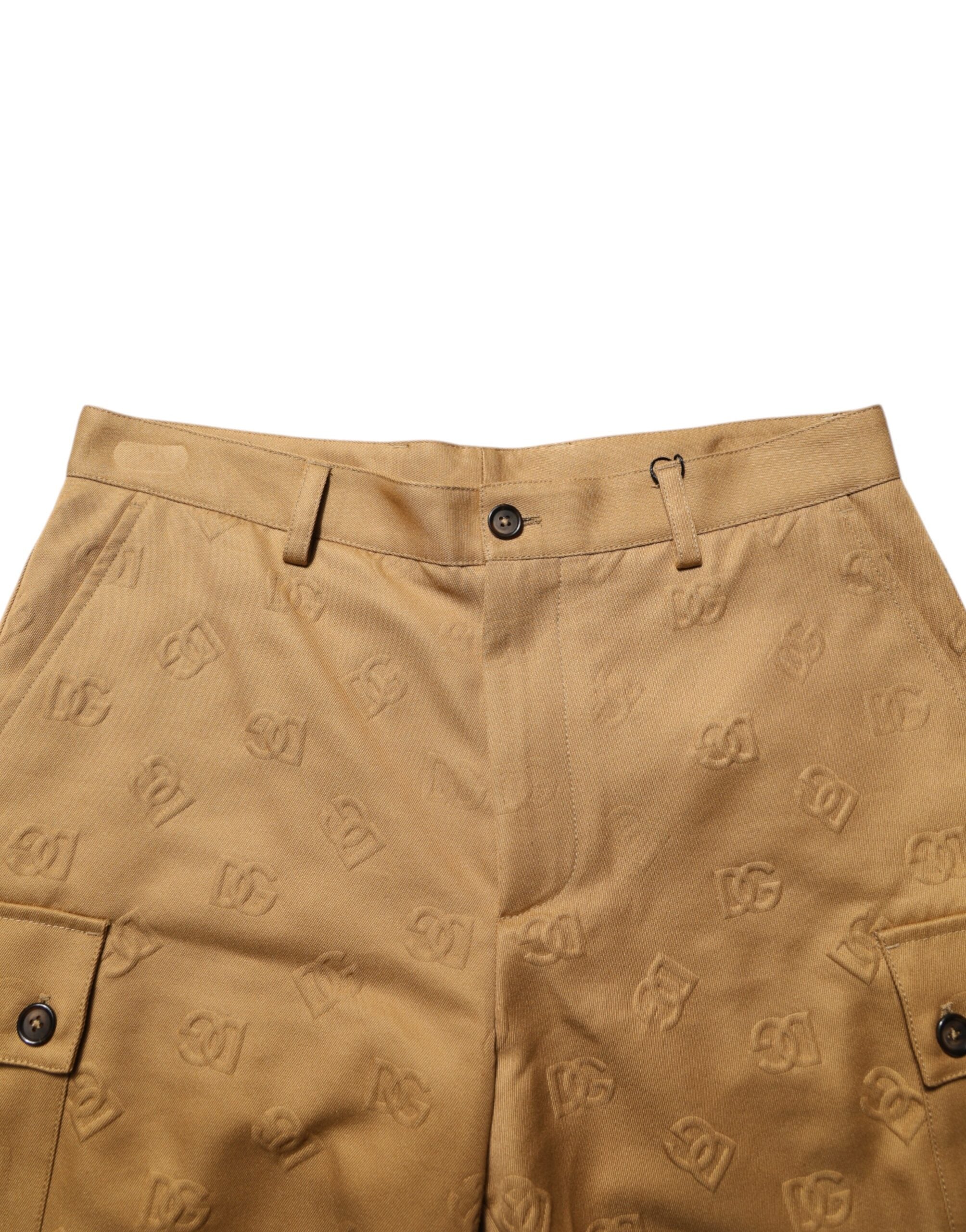 Dolce &amp; Gabbana Brune Bomuldsstrækbare Cargo Bermudashorts med Logo