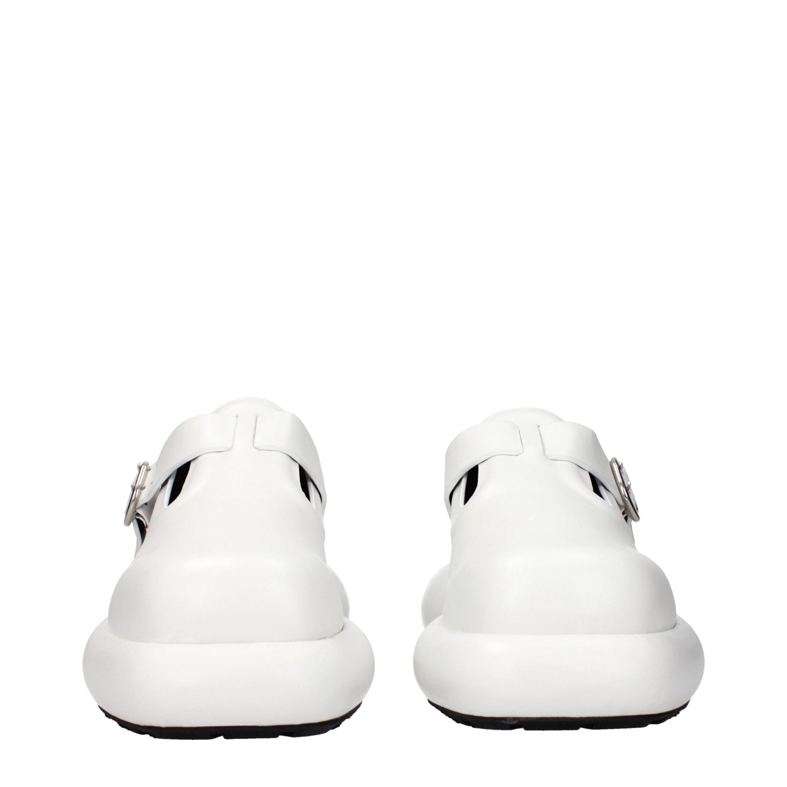 Jil Sander hvide slip-on loafers i læder
