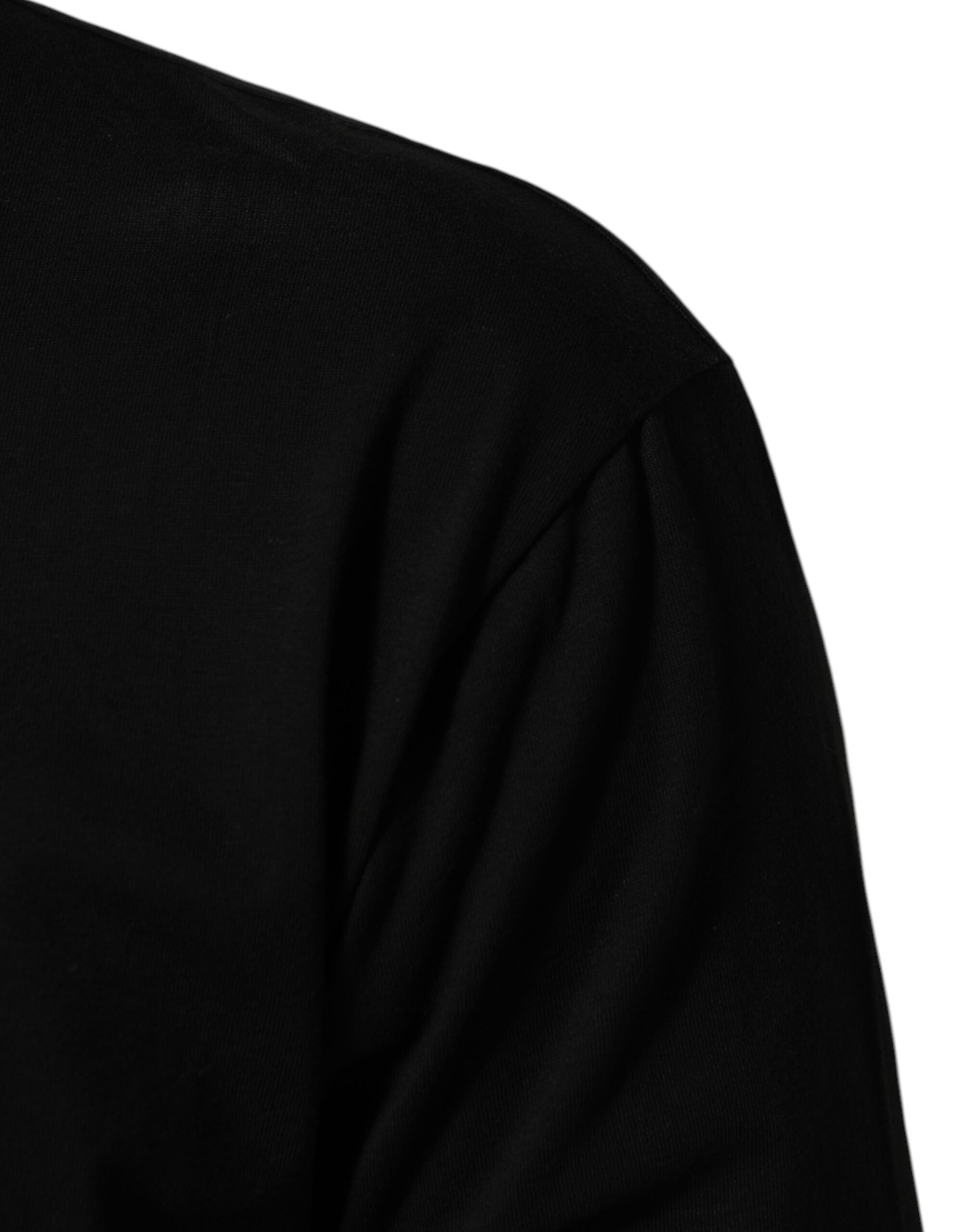 Dolce &amp; Gabbana Svart Statement Bomull Herr T-shirt Med Rund Hals