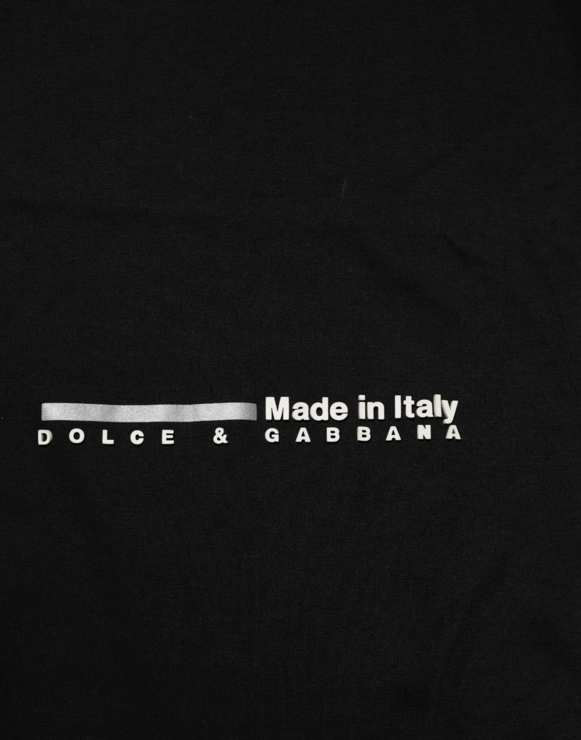 Dolce &amp; Gabbana Svart Statement Bomull Herr T-shirt Med Rund Hals