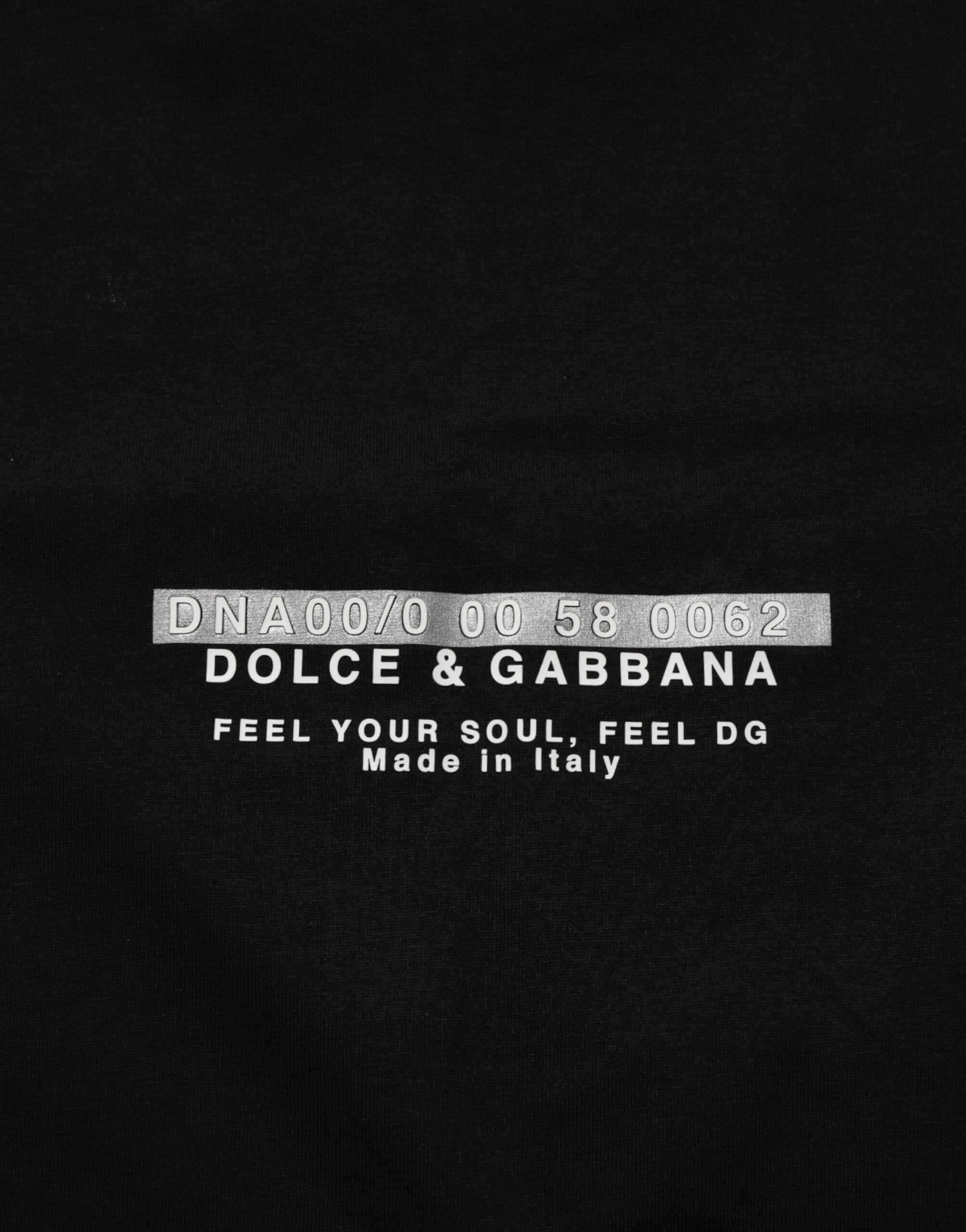 Dolce &amp; Gabbana Svart Statement Bomull Herr T-shirt Med Rund Hals
