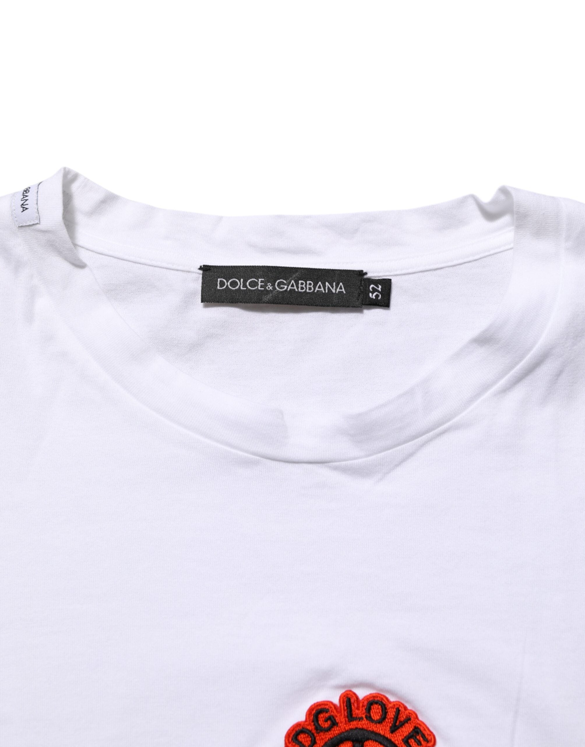 Dolce &amp; Gabbana Hvid Bomuld DG Love Patch Rund Hals T-shirt