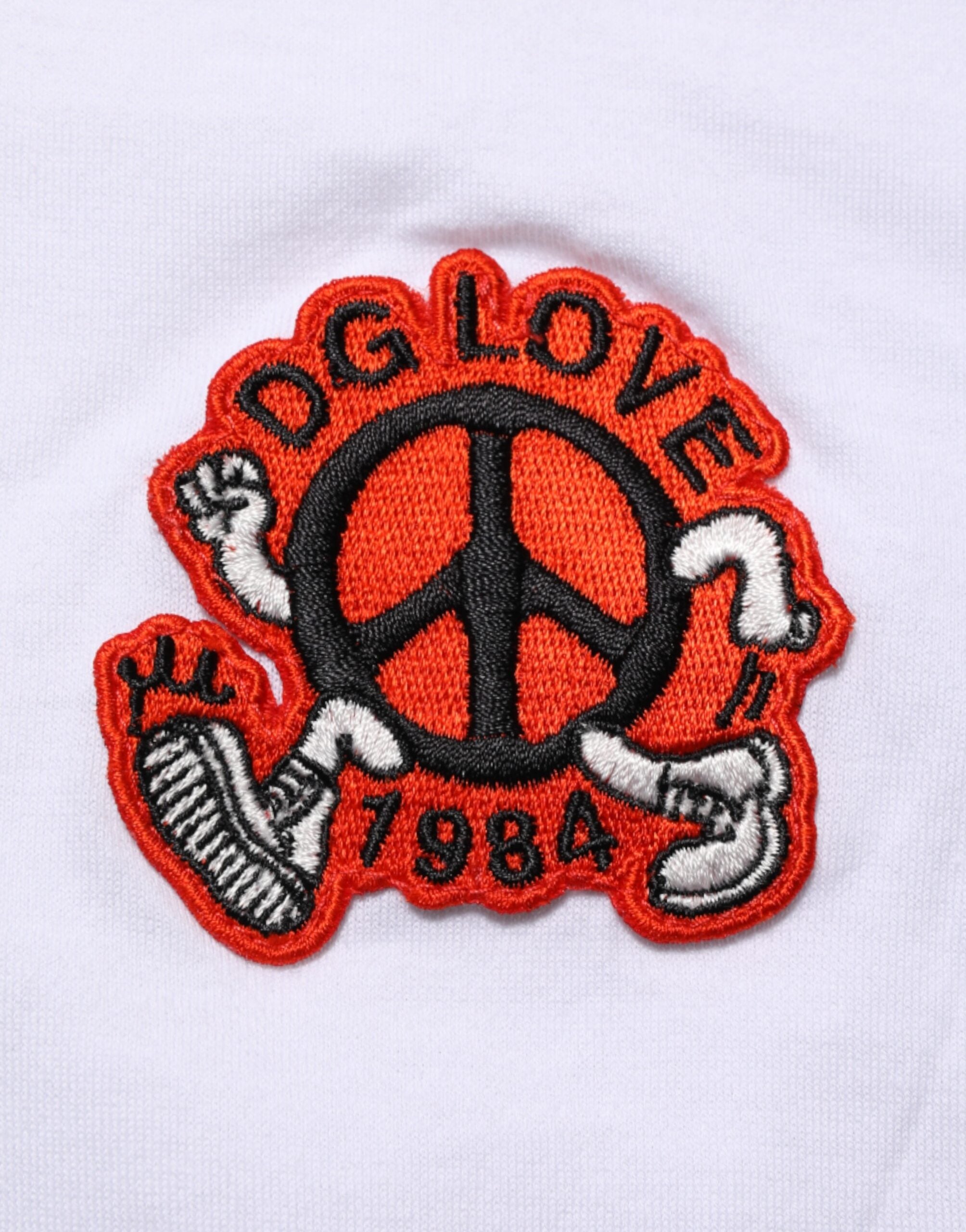 Dolce &amp; Gabbana Hvid Bomuld DG Love Patch Rund Hals T-shirt