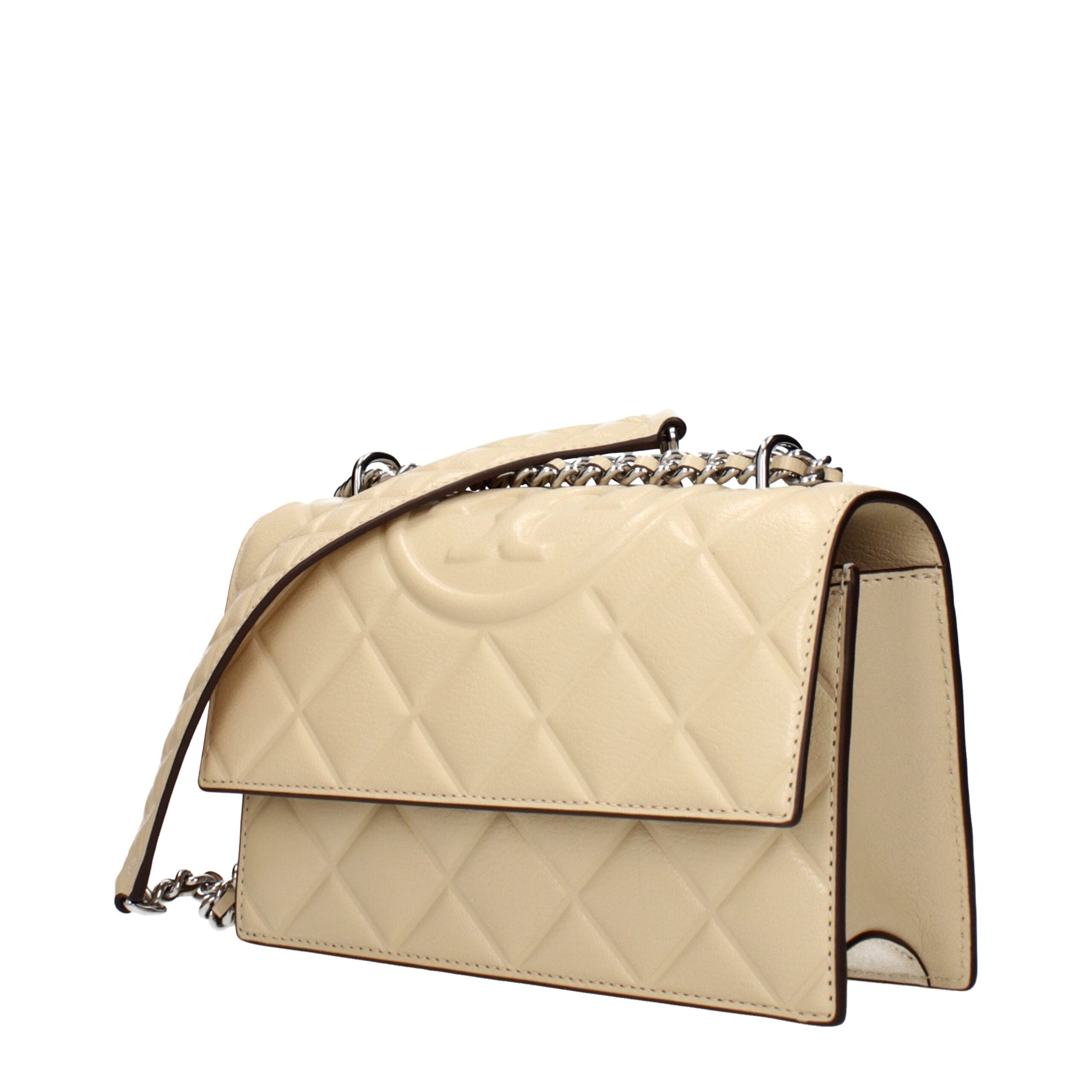 Tory Burch Beige Læder Crossbody Taske