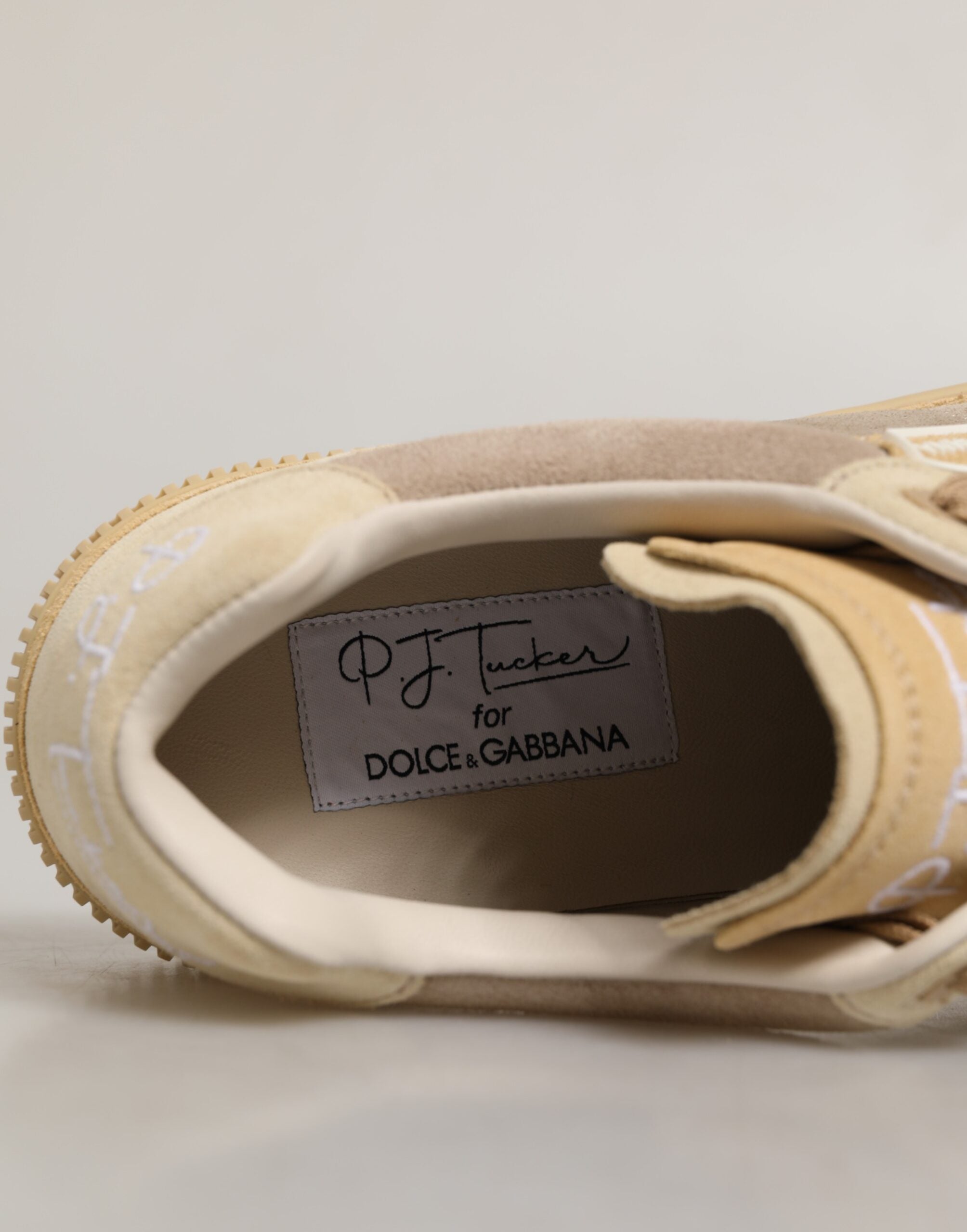 Dolce &amp; Gabbana Beige Læder Miami Lave Sneakers Herresko