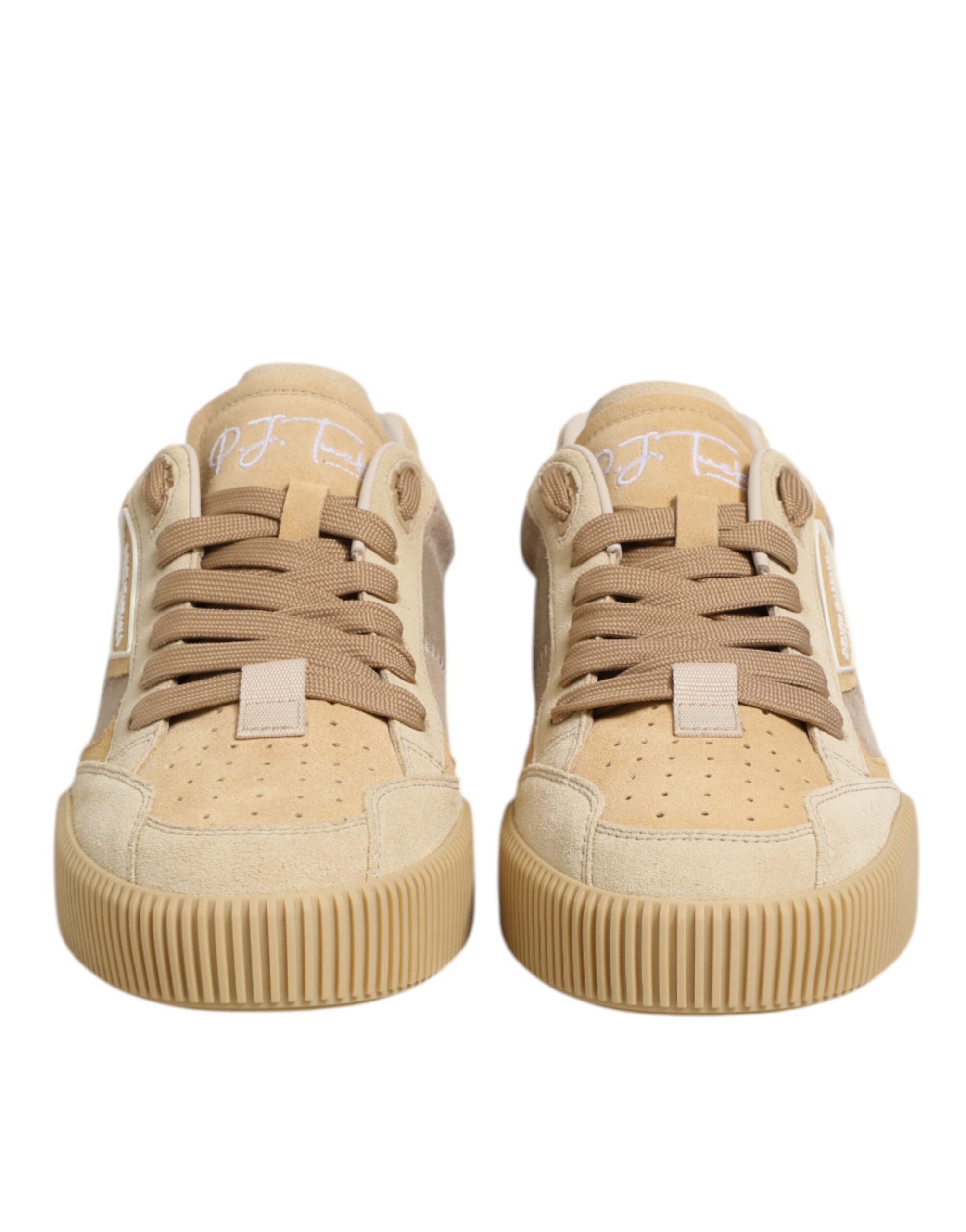 Dolce &amp; Gabbana Beige Læder Miami Lave Sneakers Herresko
