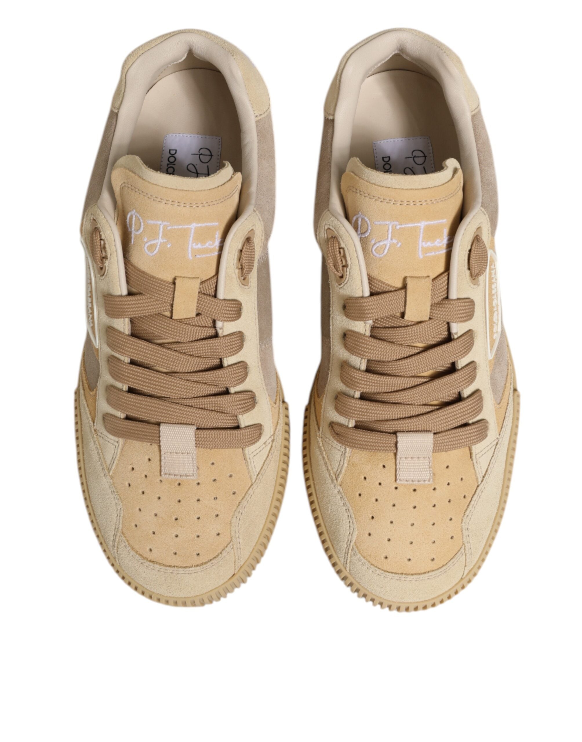 Dolce &amp; Gabbana Beige Læder Miami Lave Sneakers Herresko