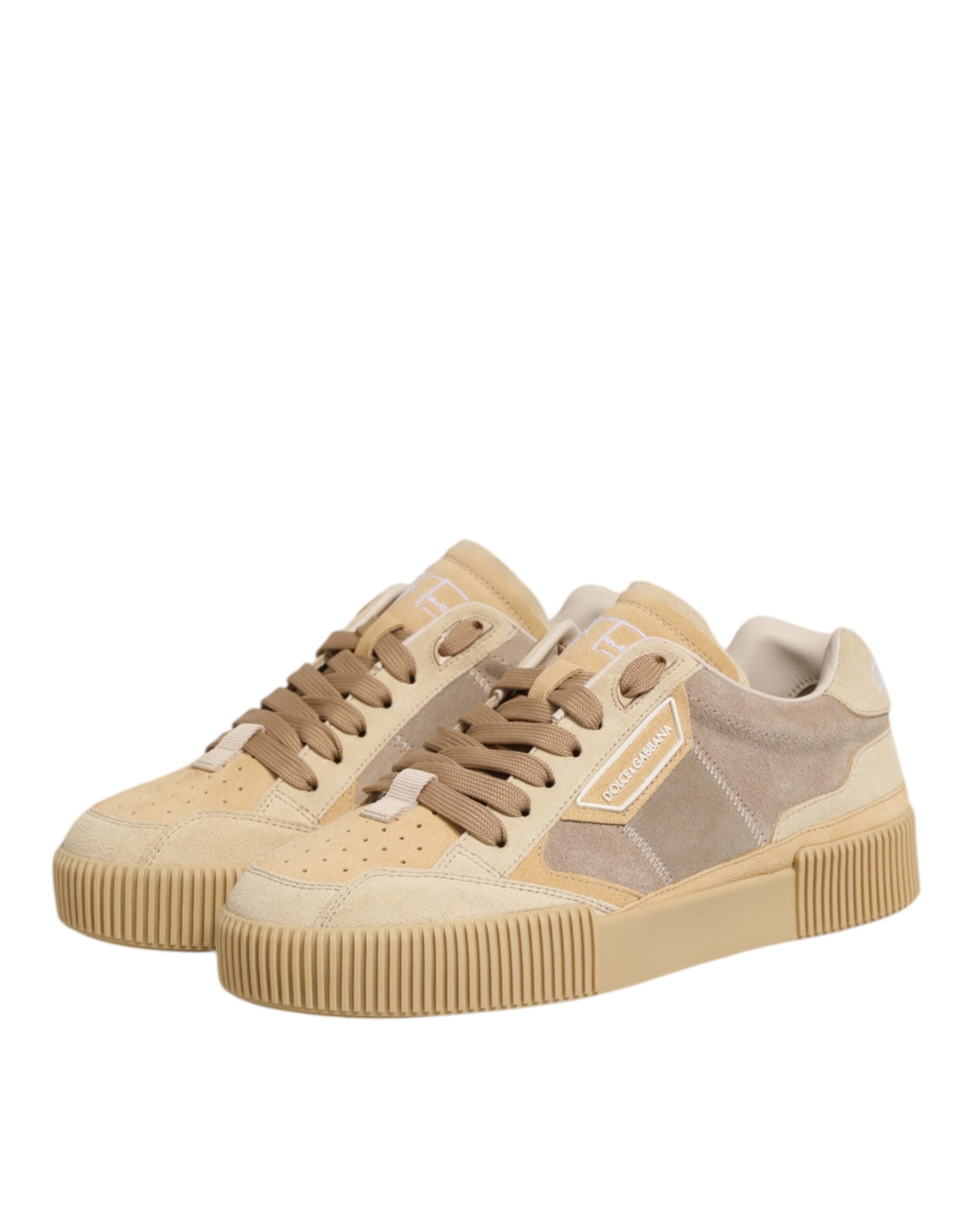 Dolce & Gabbana Beige Leather Miami Low Top Sneakers Men Shoes