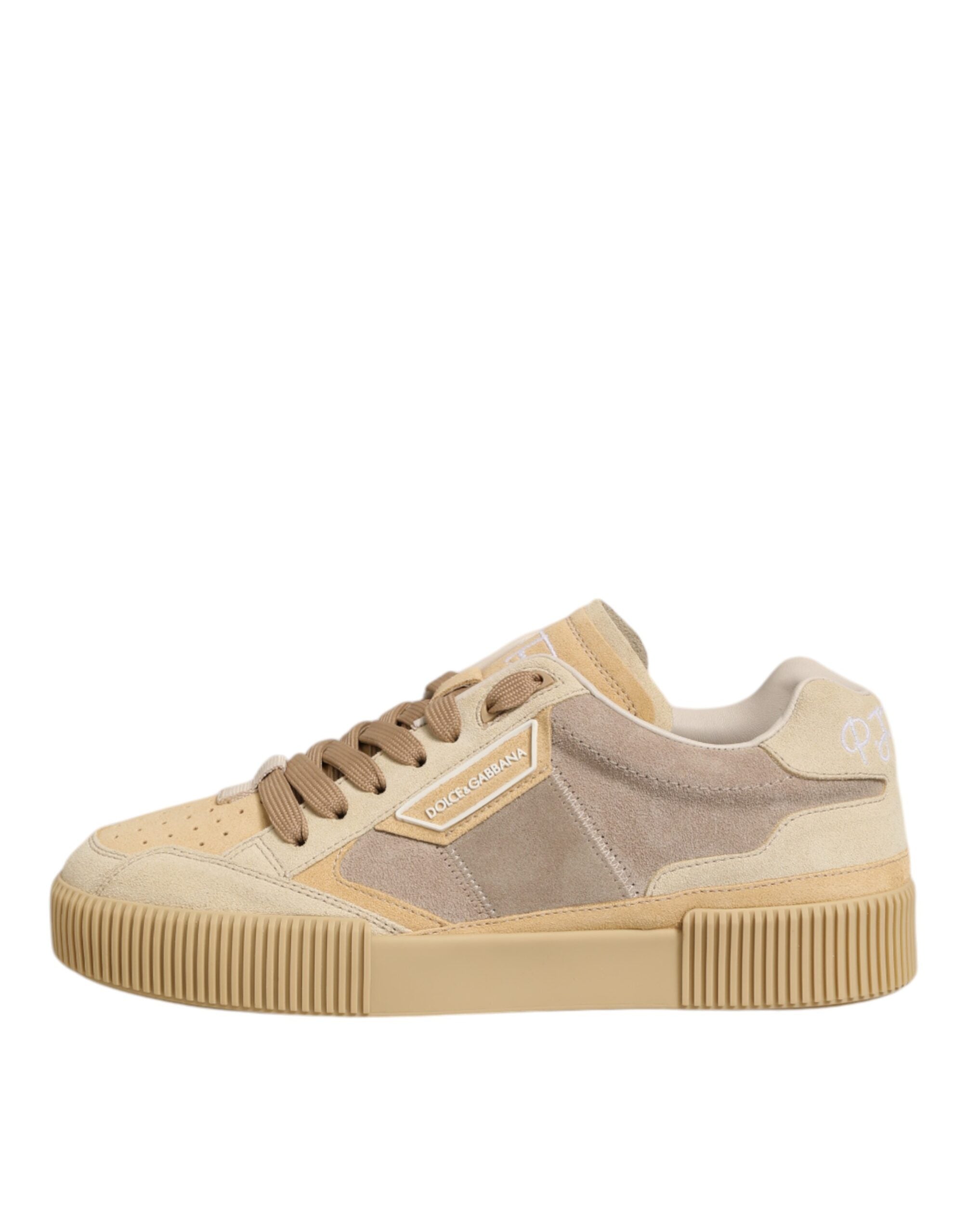 Dolce &amp; Gabbana Beige Læder Miami Lave Sneakers Herresko