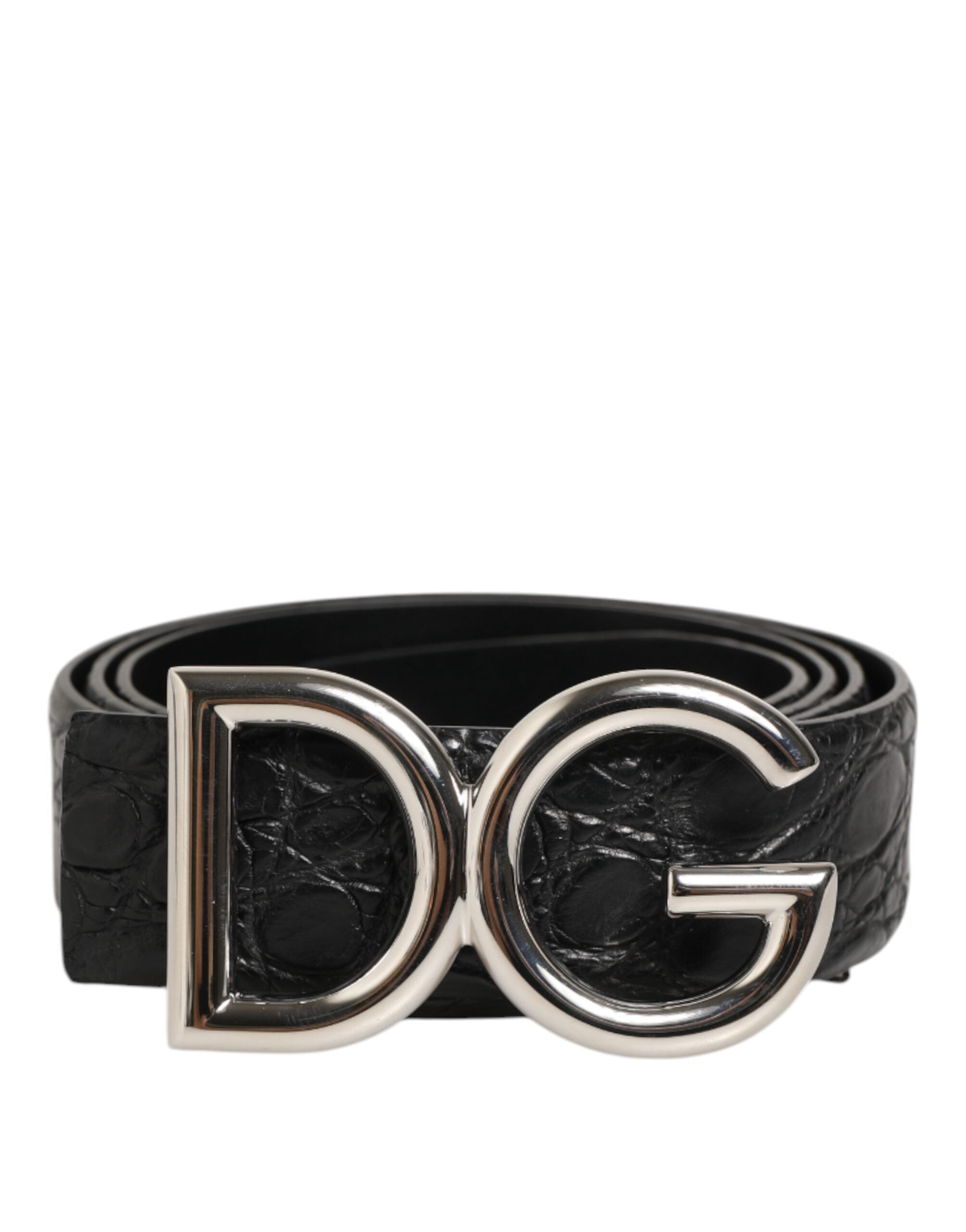 Dolce &amp; Gabbana Sort Eksotisk Læderbælte med DG Logospænde