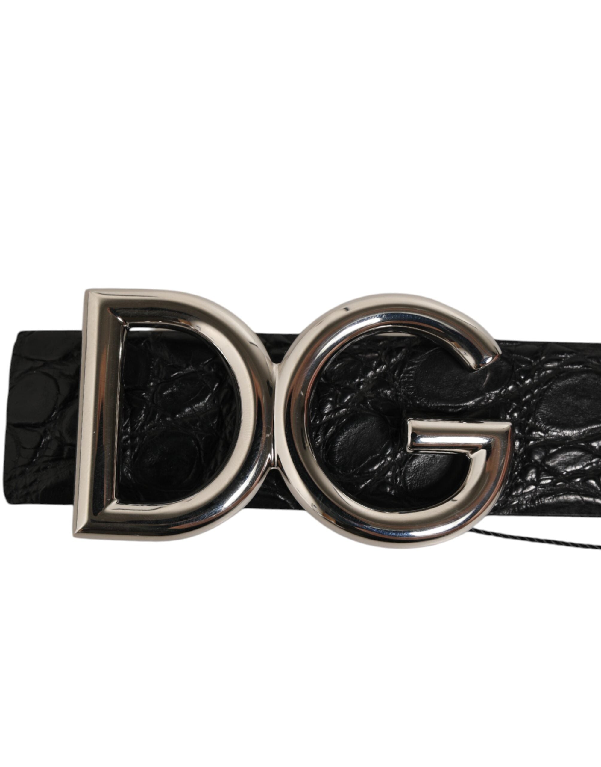 Dolce &amp; Gabbana Sort Eksotisk Læderbælte med DG Logospænde