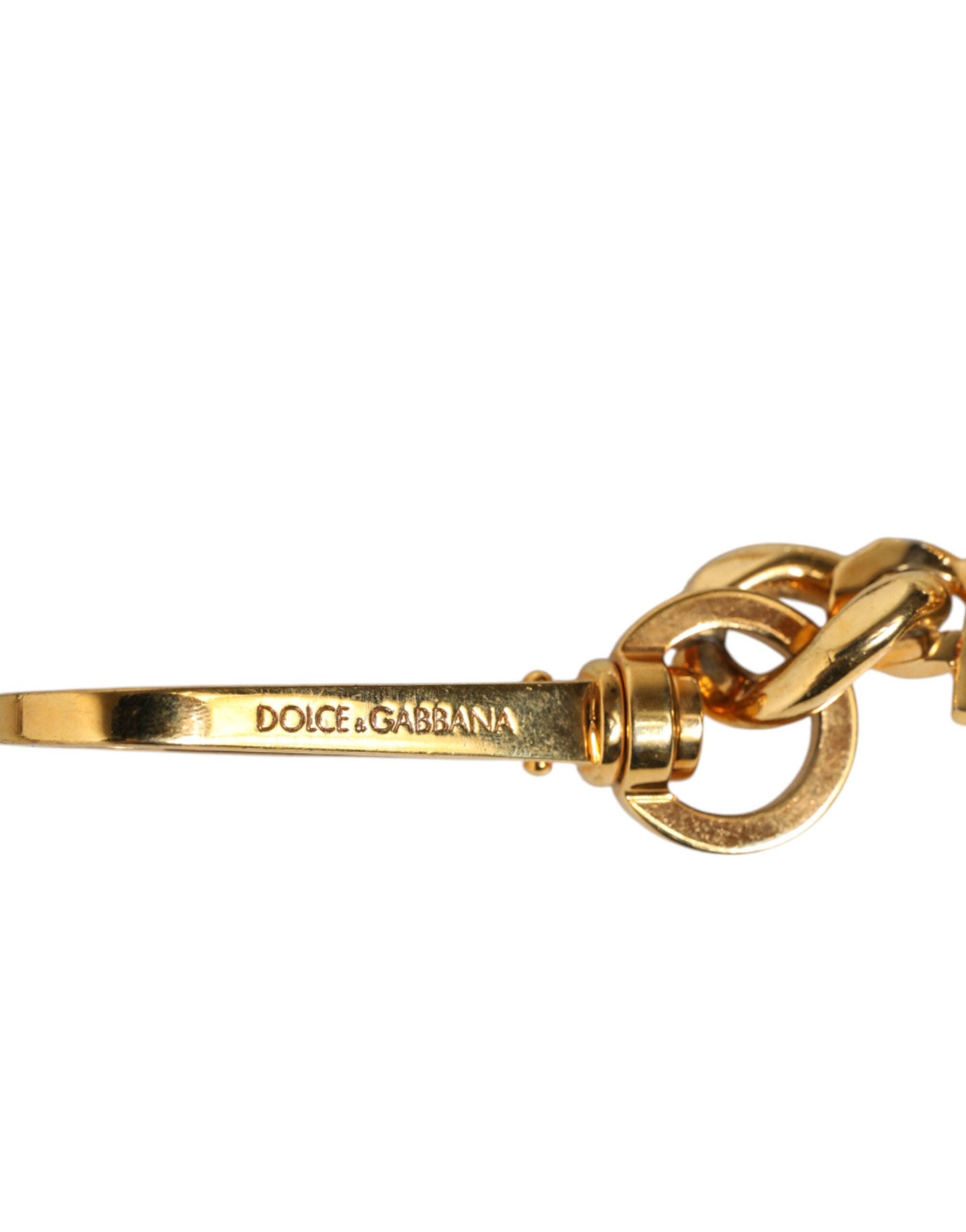 Dolce & Gabbana Black Leather Pearl Chain Bag Accessory Shoulder Strap