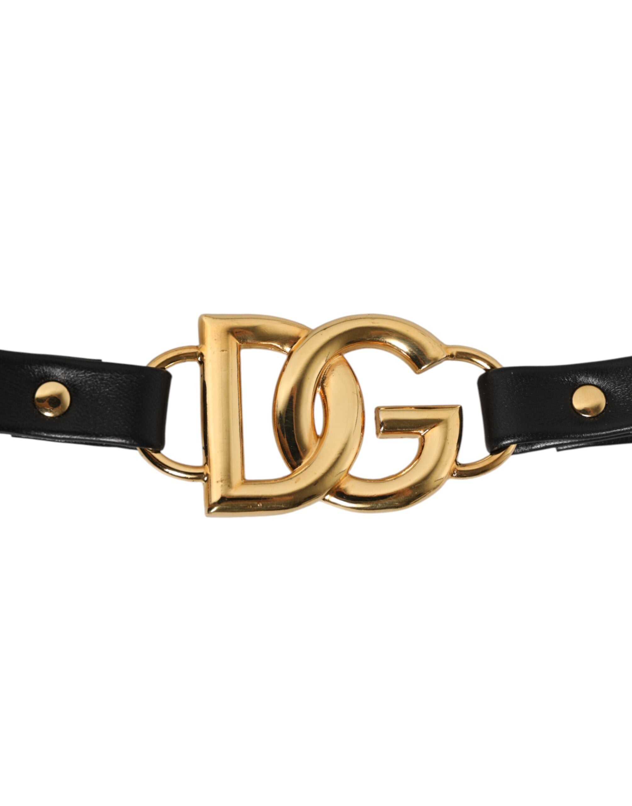 Dolce &amp; Gabbana Sort Lædertaske med Guldkæde og Tilbehør til Skulderrem