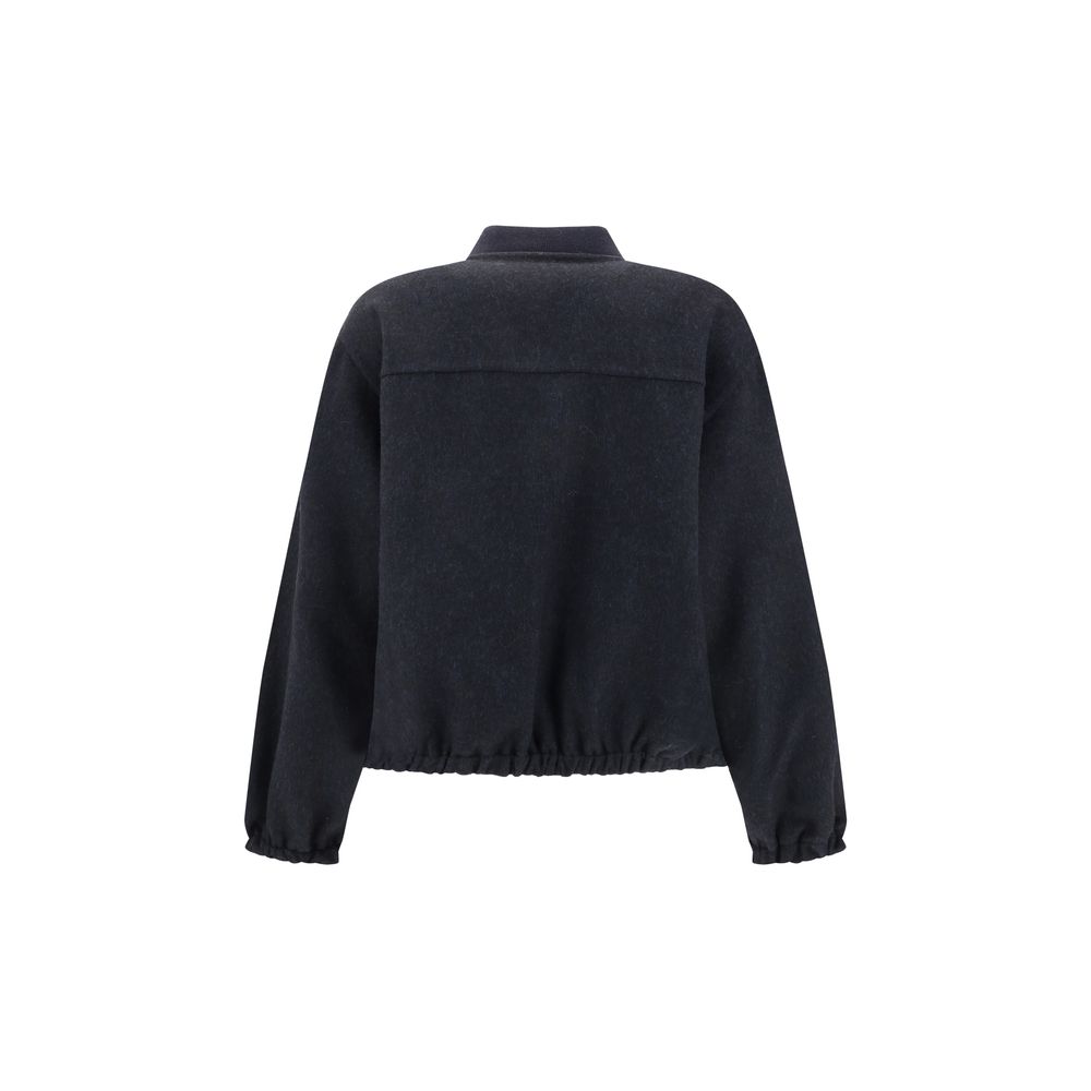 Brunello Cucinelli Blue Fleece Wool Bomber