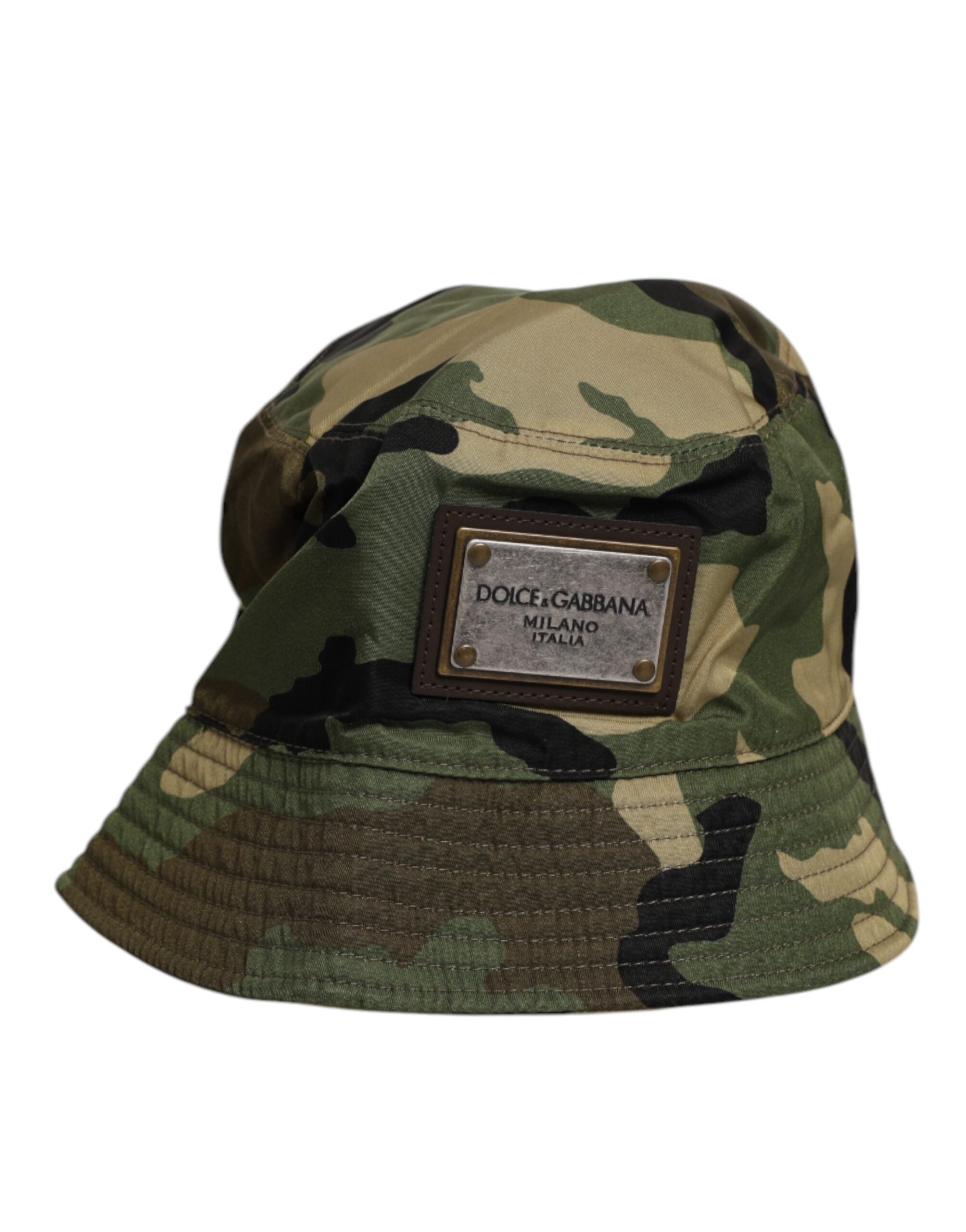 Dolce & Gabbana Grøn Camouflage Polyamid Logo Bucket Cap