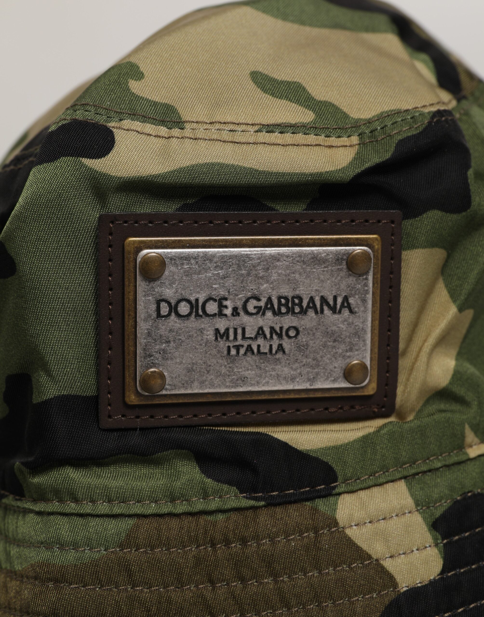 Dolce & Gabbana Grøn Camouflage Polyamid Logo Bucket Cap