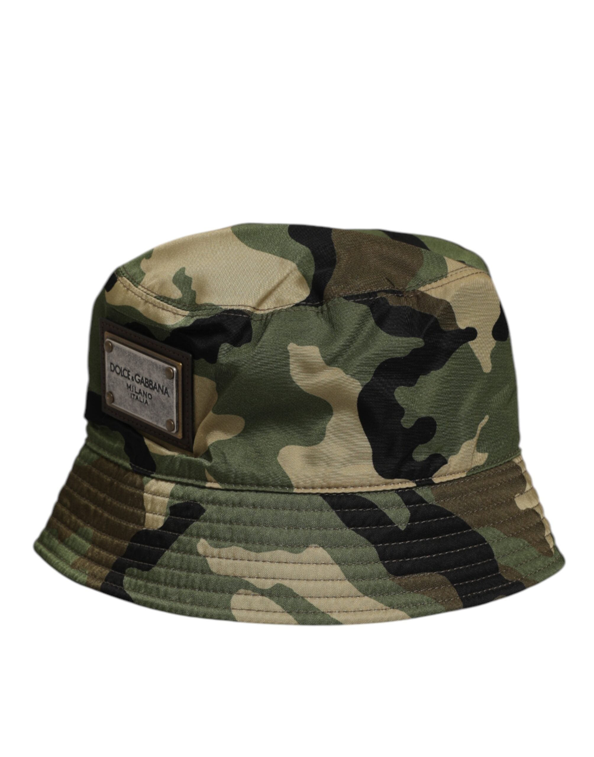 Dolce & Gabbana Grøn Camouflage Polyamid Logo Bucket Cap