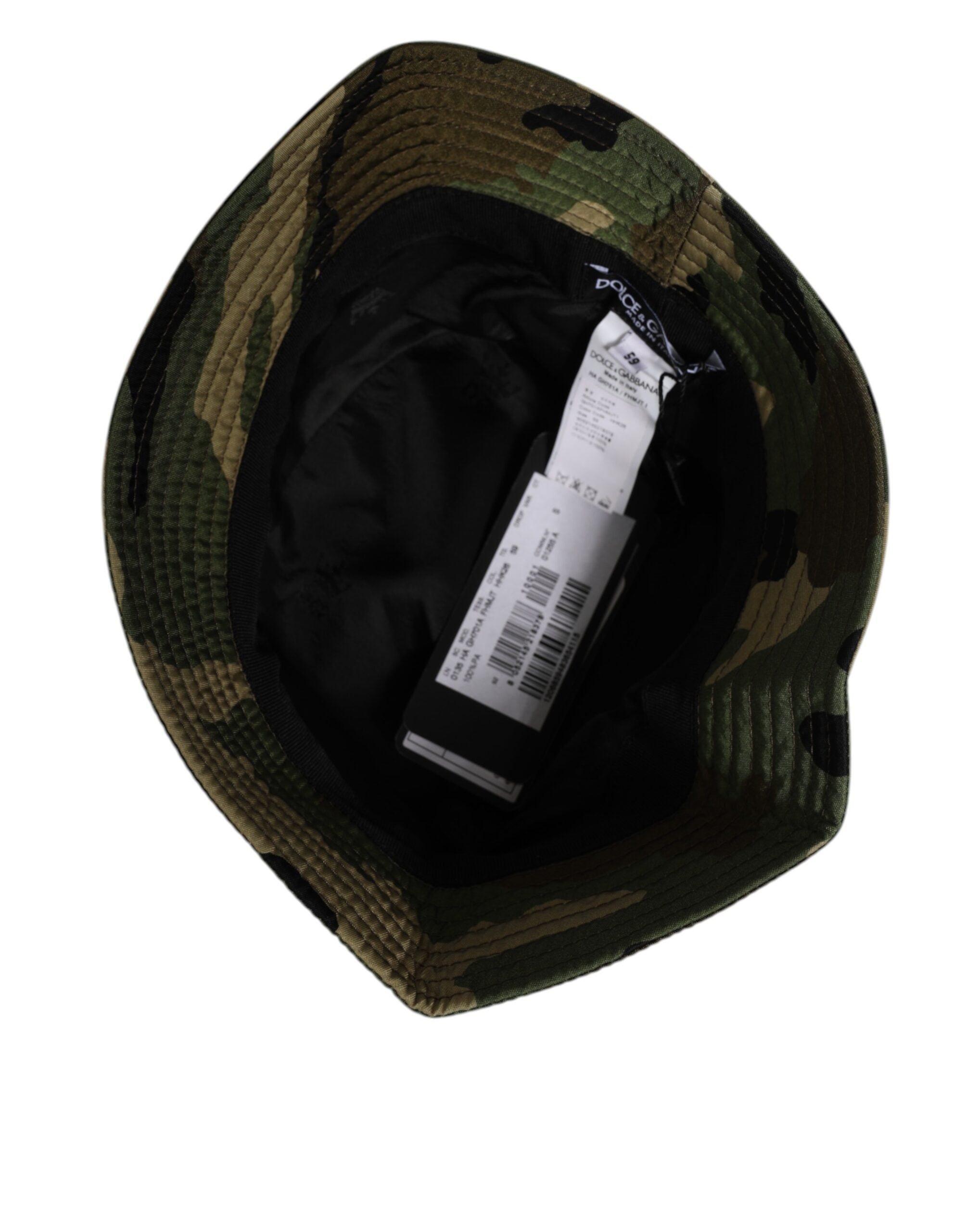 Dolce & Gabbana Grøn Camouflage Polyamid Logo Bucket Cap
