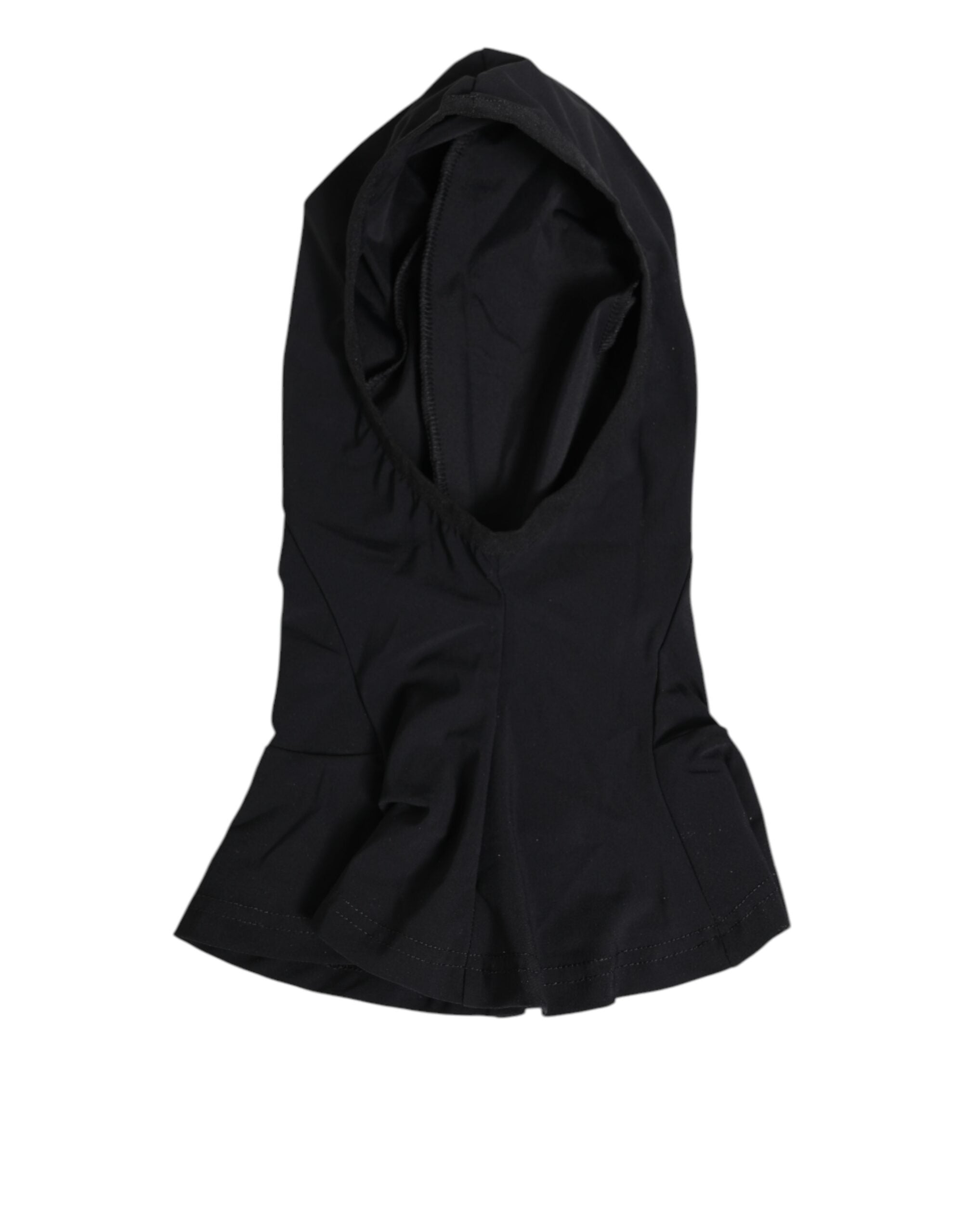 Dolce &amp; Gabbana Sort Nylon Elastan Balaclava Hætte Ansigtsbeskytter Hat