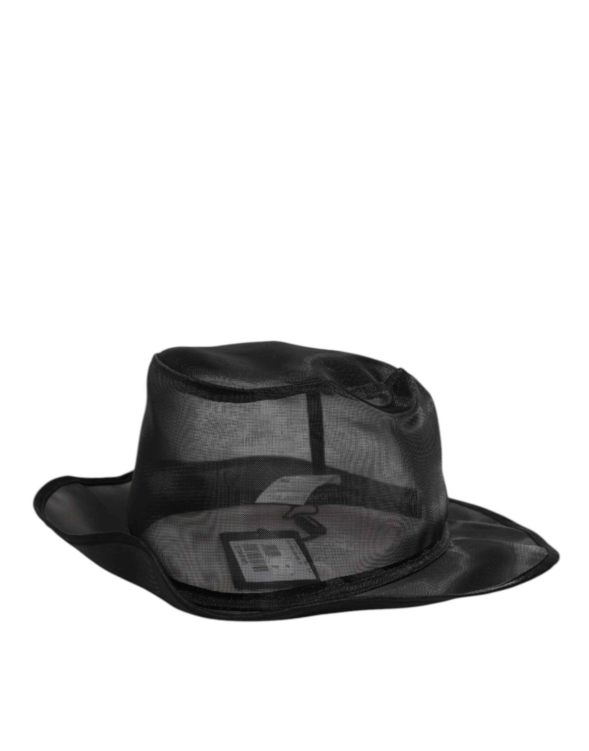 Dolce &amp; Gabbana Sort Silke Mesh Bucket Herre Fiskerkasket