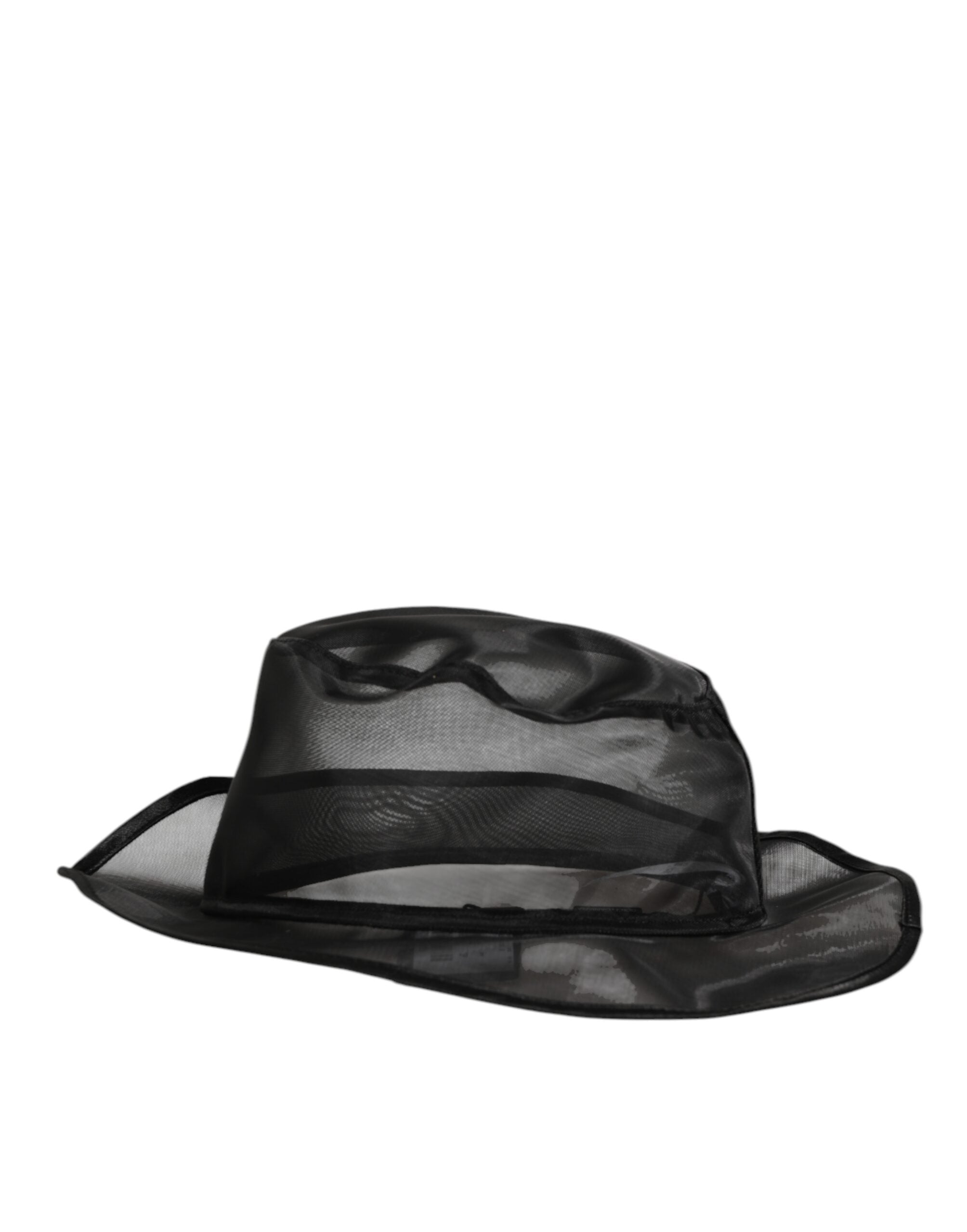 Dolce &amp; Gabbana Sort Silke Mesh Bucket Herre Fiskerkasket