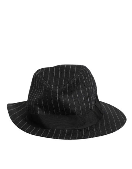 Dolce &amp; Gabbana Sort Stribet Jomfruuld Herre Fedora Capello Hat