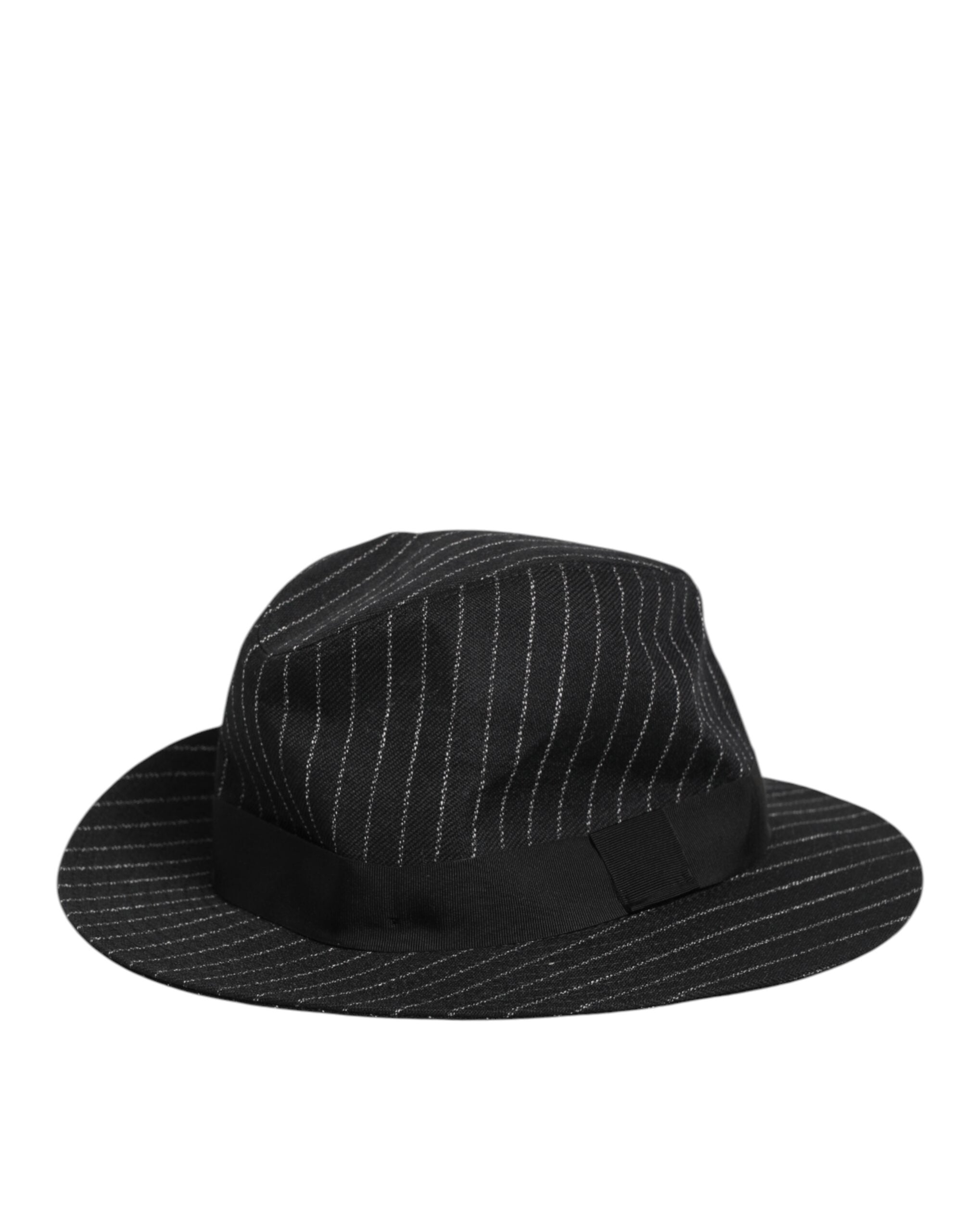 Dolce & Gabbana Sort Stribet Jomfruuld Herre Fedora Capello Hat