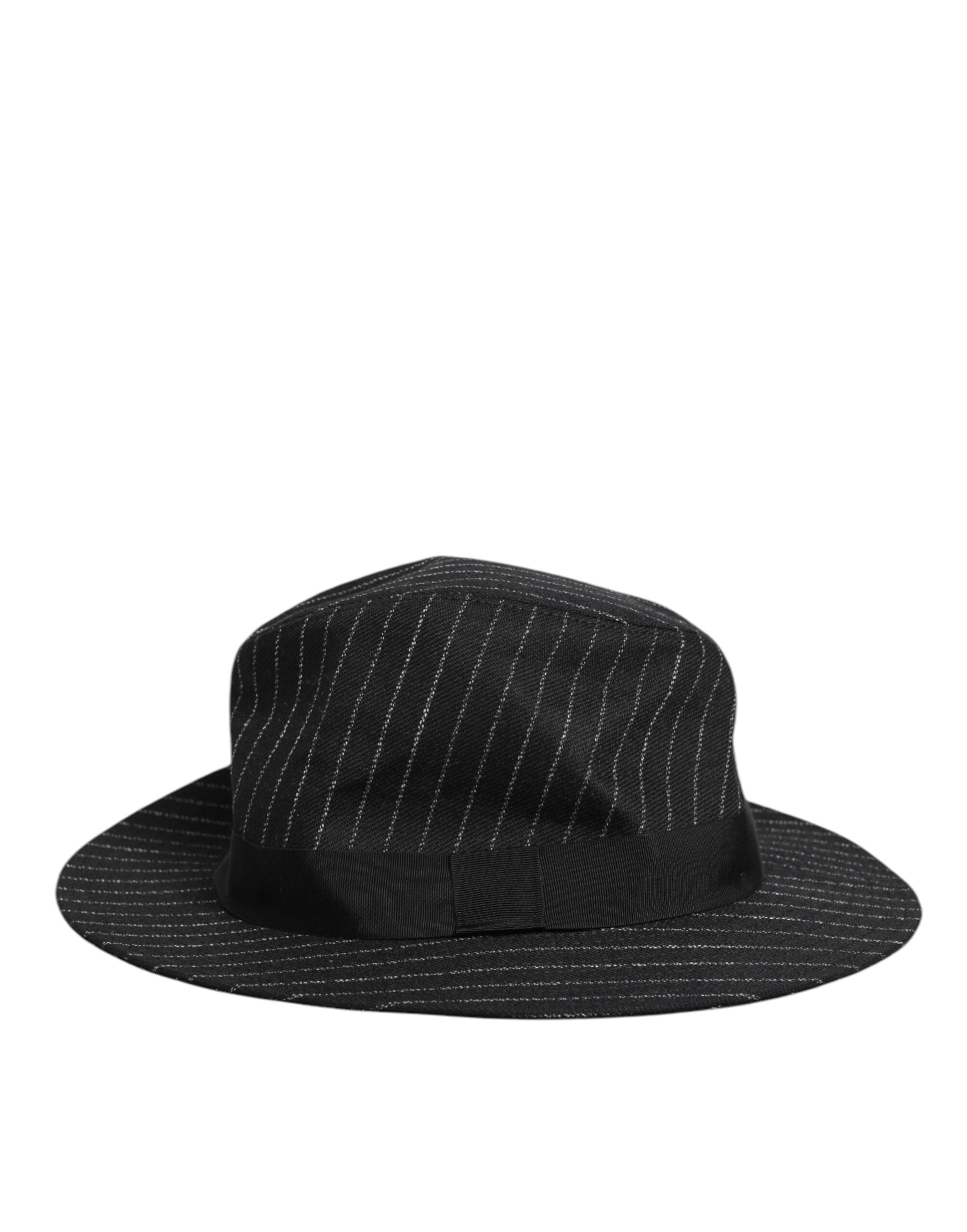 Dolce & Gabbana Sort Stribet Jomfruuld Herre Fedora Capello Hat