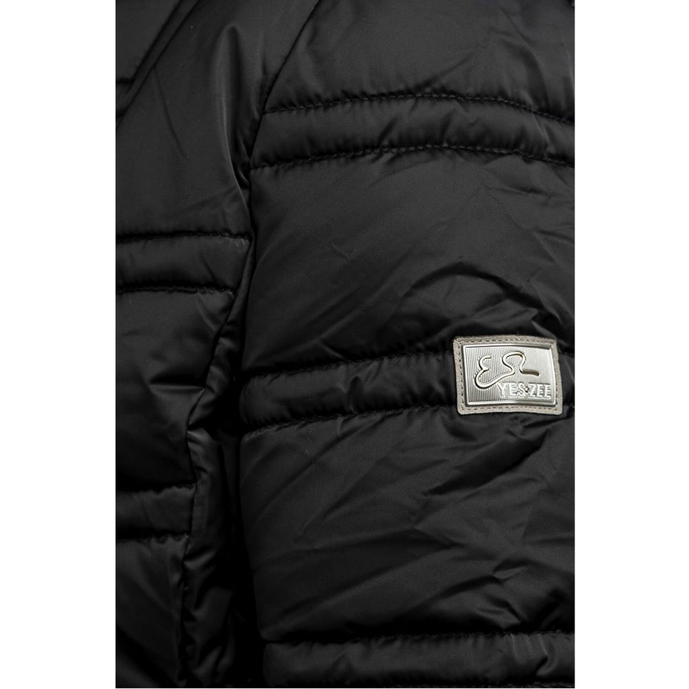 Yes Zee Black Polyester Jackets & Coat