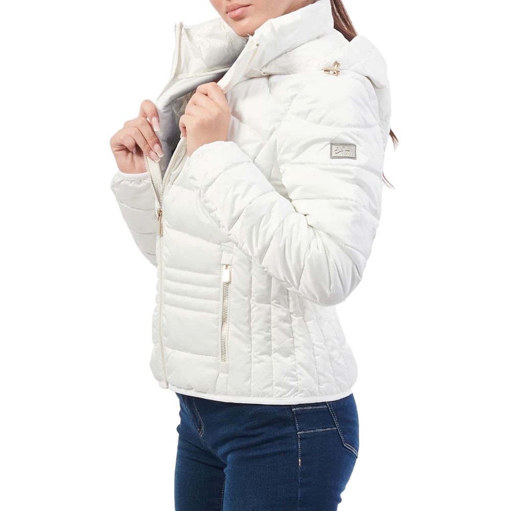 Yes Zee White Polyester Jackets & Coat