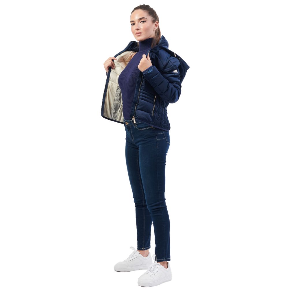Yes Zee Blue Polyester Jackets & Coat