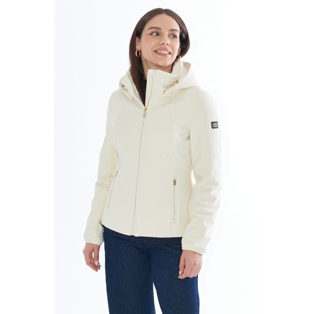 Yes Zee White Nylon Jackets & Coat