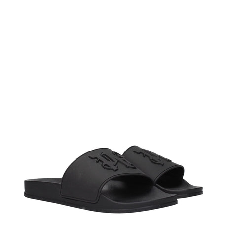 Palm Angels Black Cotton Slippers