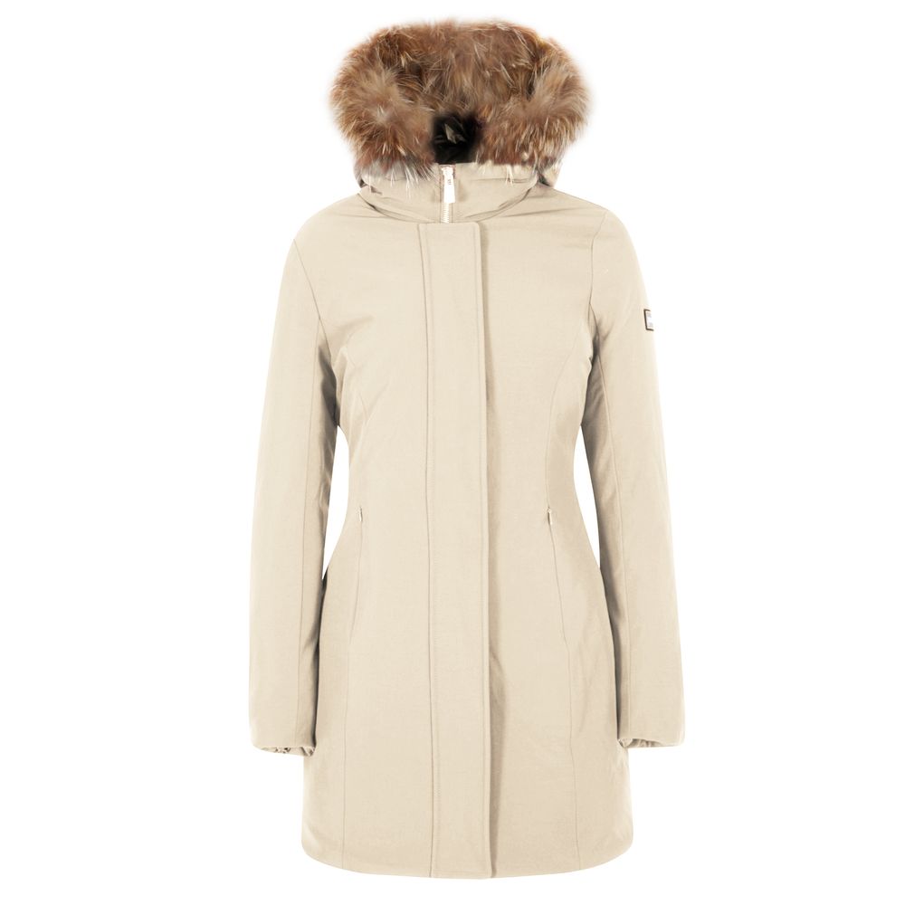 Yes Zee White Nylon Jackets & Coat