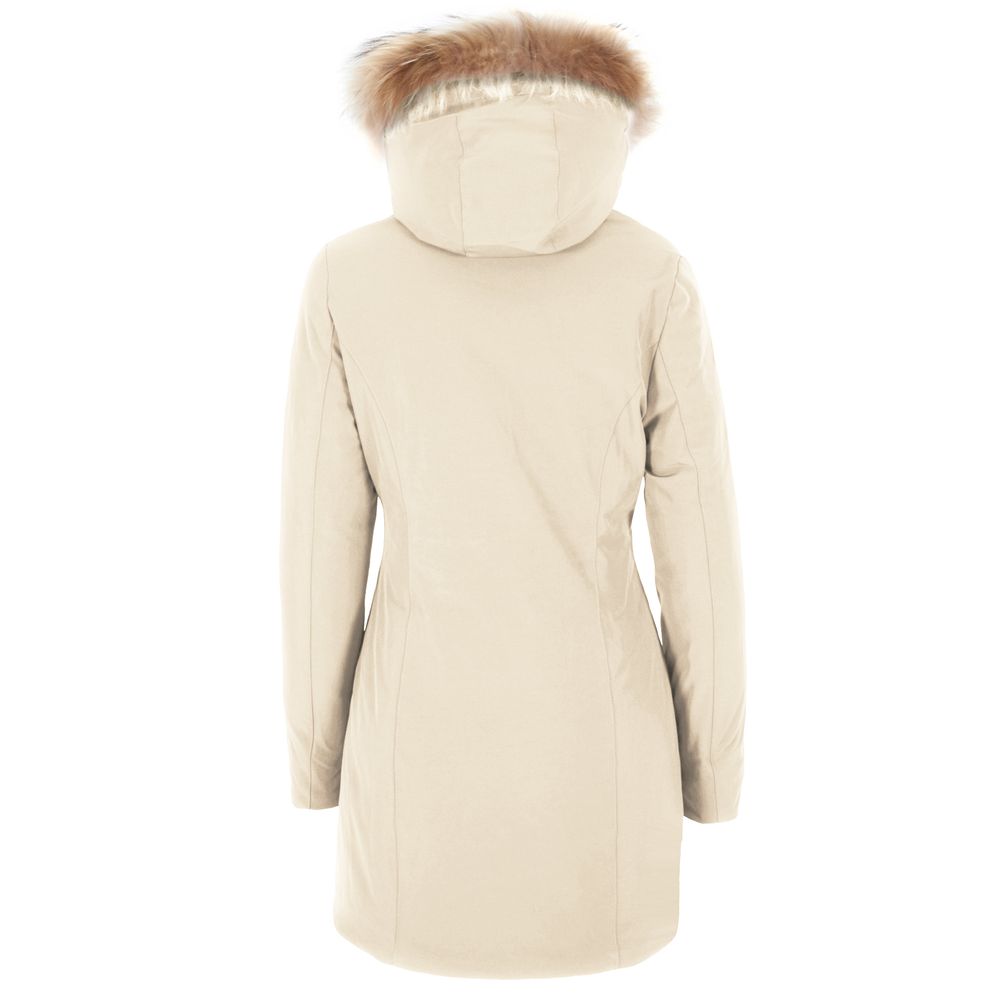 Yes Zee White Nylon Jackets & Coat