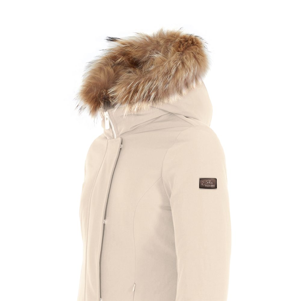 Yes Zee White Nylon Jackets & Coat