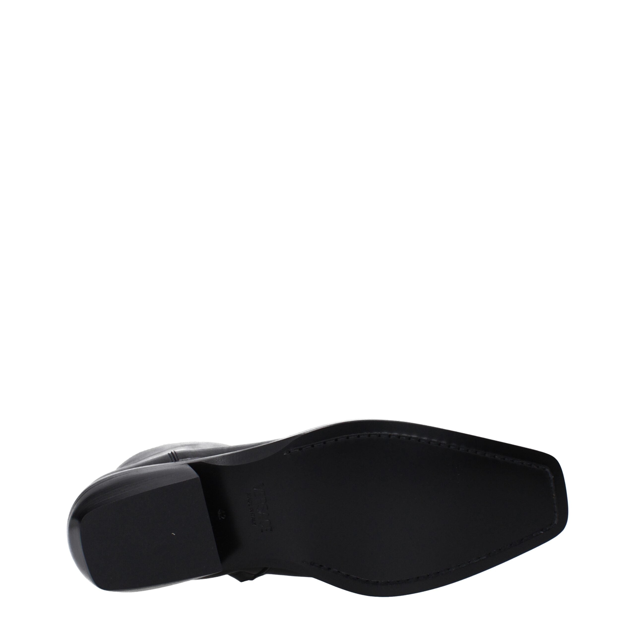Versace Black Leather Ankle Boots