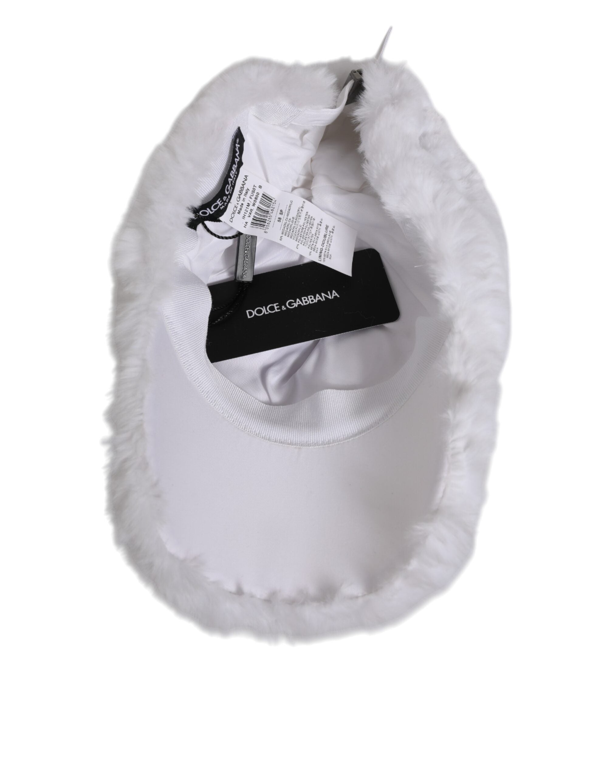 Dolce &amp; Gabbana Hvid Modacryl Rapper Herre Baseball Capello Kasket