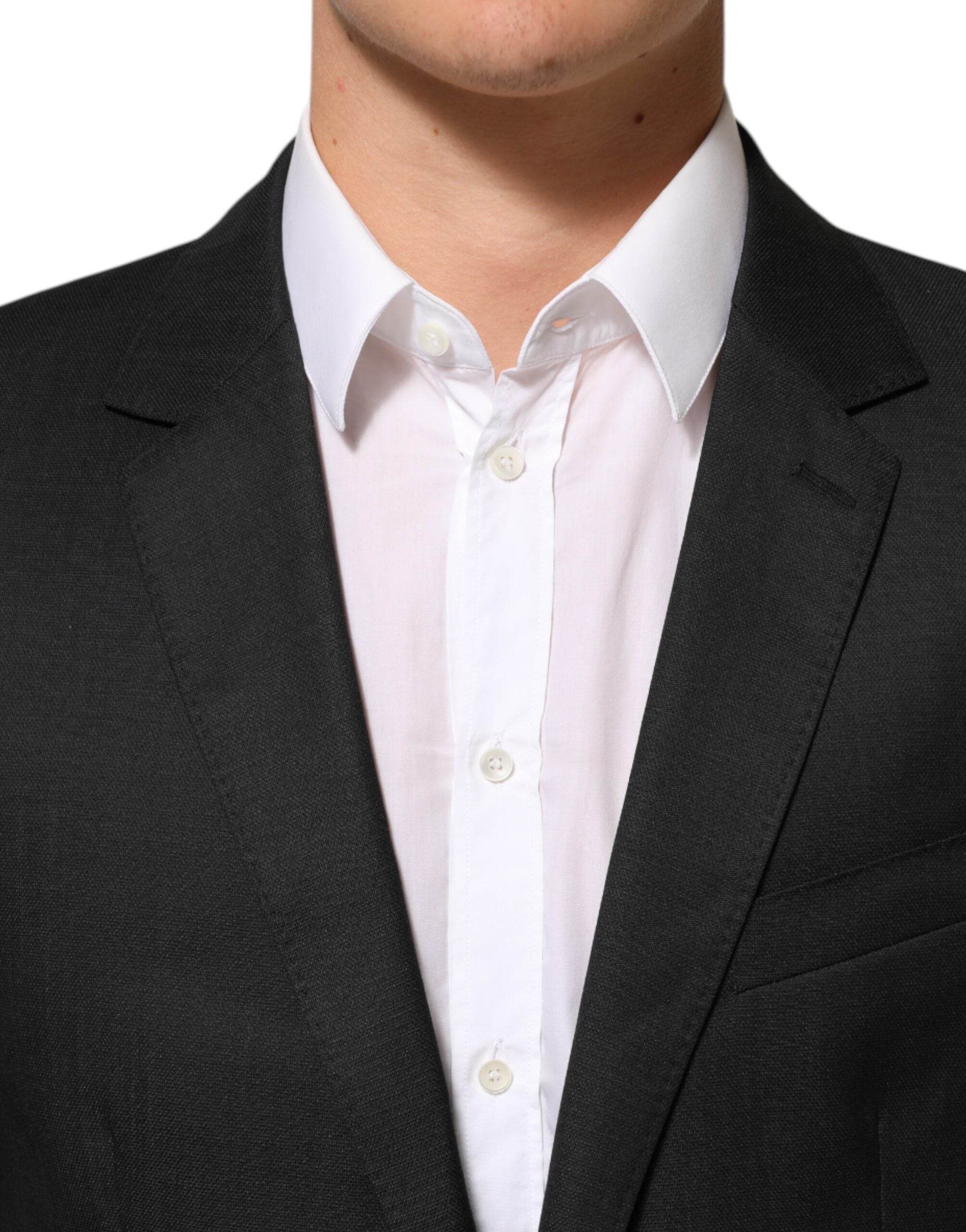 Dolce & Gabbana Black Single Breasted Men Coat MARTINI Blazer - Hilstor