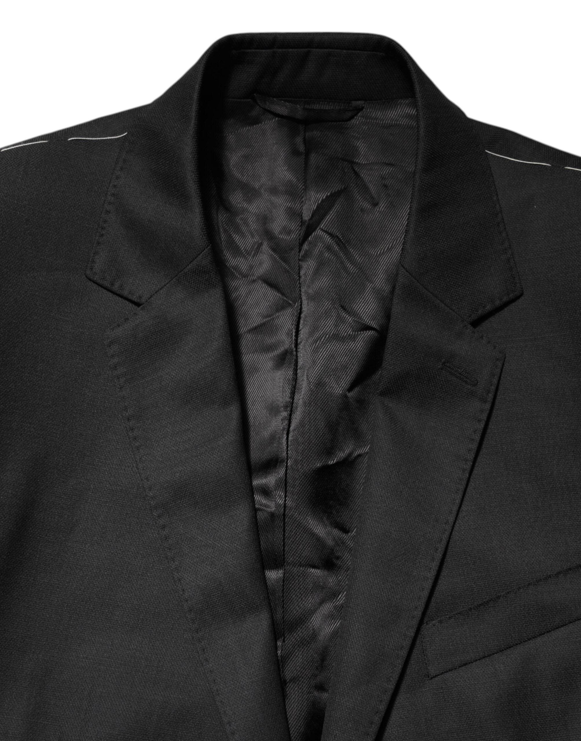 Dolce & Gabbana Black Single Breasted Men Coat MARTINI Blazer - Hilstor