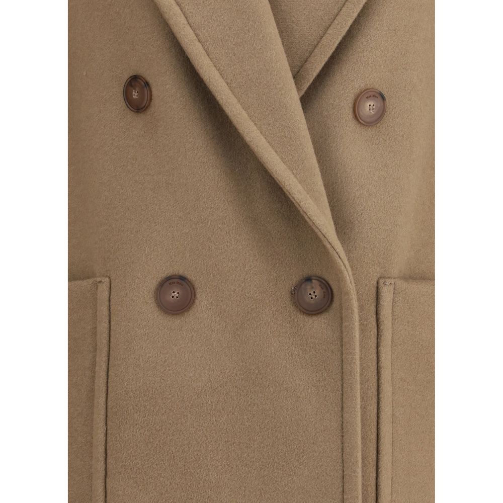 Max Mara Beige Fleece Uldfrakke