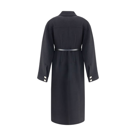 Max Mara Black Fleece Wool Coat