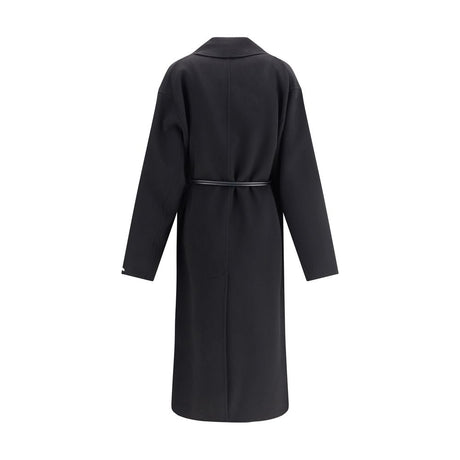 Max Mara Black Fleece Wool Coat