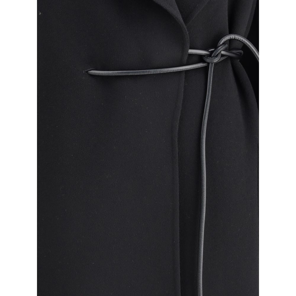 Max Mara Black Fleece Wool Coat