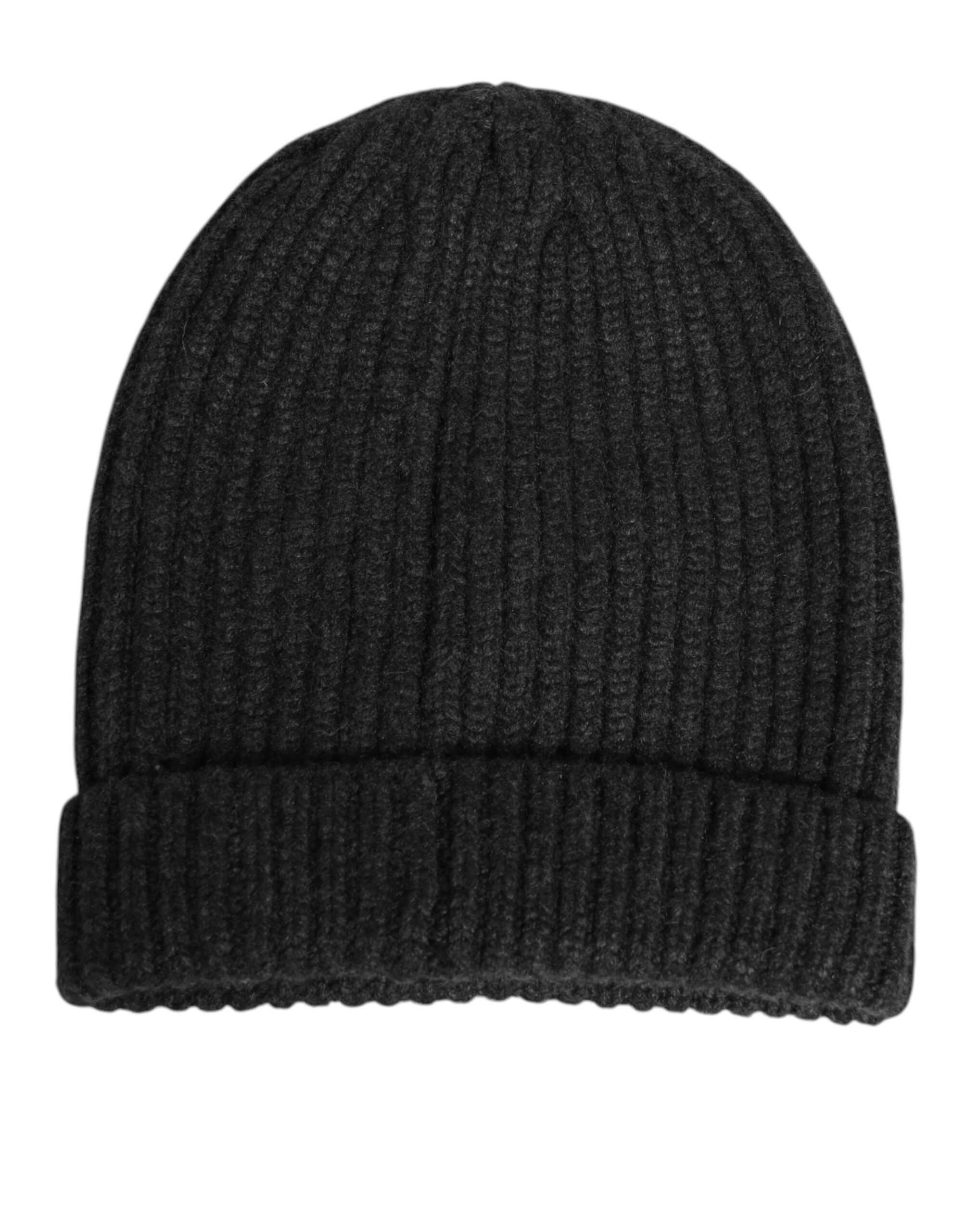 Dolce &amp; Gabbana Sort Cashmere Strikket Hue Herre Capello Hue